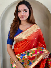 Soft Silk Big Border Peacock Bel Paithani Saree