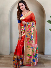 Soft Silk Big Border Peacock Bel Paithani Saree