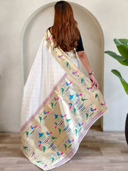 Soft Silk Parrot Peacock Border Paithani Saree
