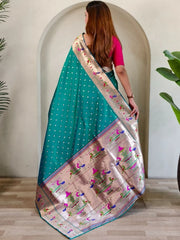Soft Silk Parrot Peacock Border Paithani Saree