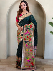 Soft Silk Big Border Peacock Bel Paithani Saree