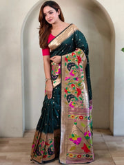 Soft Silk Big Border Peacock Bel Paithani Saree