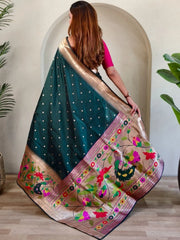 Soft Silk Big Border Peacock Bel Paithani Saree