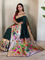 Soft Silk Big Border Peacock Bel Paithani Saree