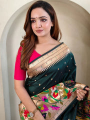 Soft Silk Big Border Peacock Bel Paithani Saree