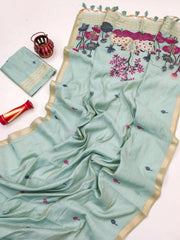 Soft Muga Cotton Pichwai Pallu Saree