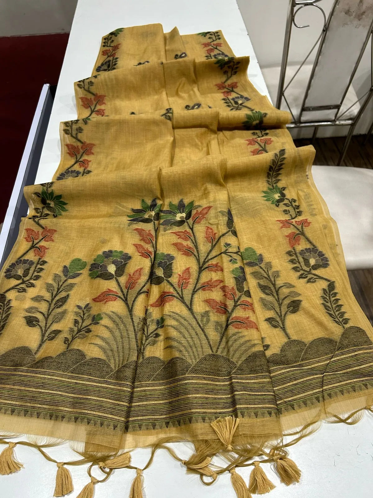 Soft Muga Cotton Jamdani Concept Saree