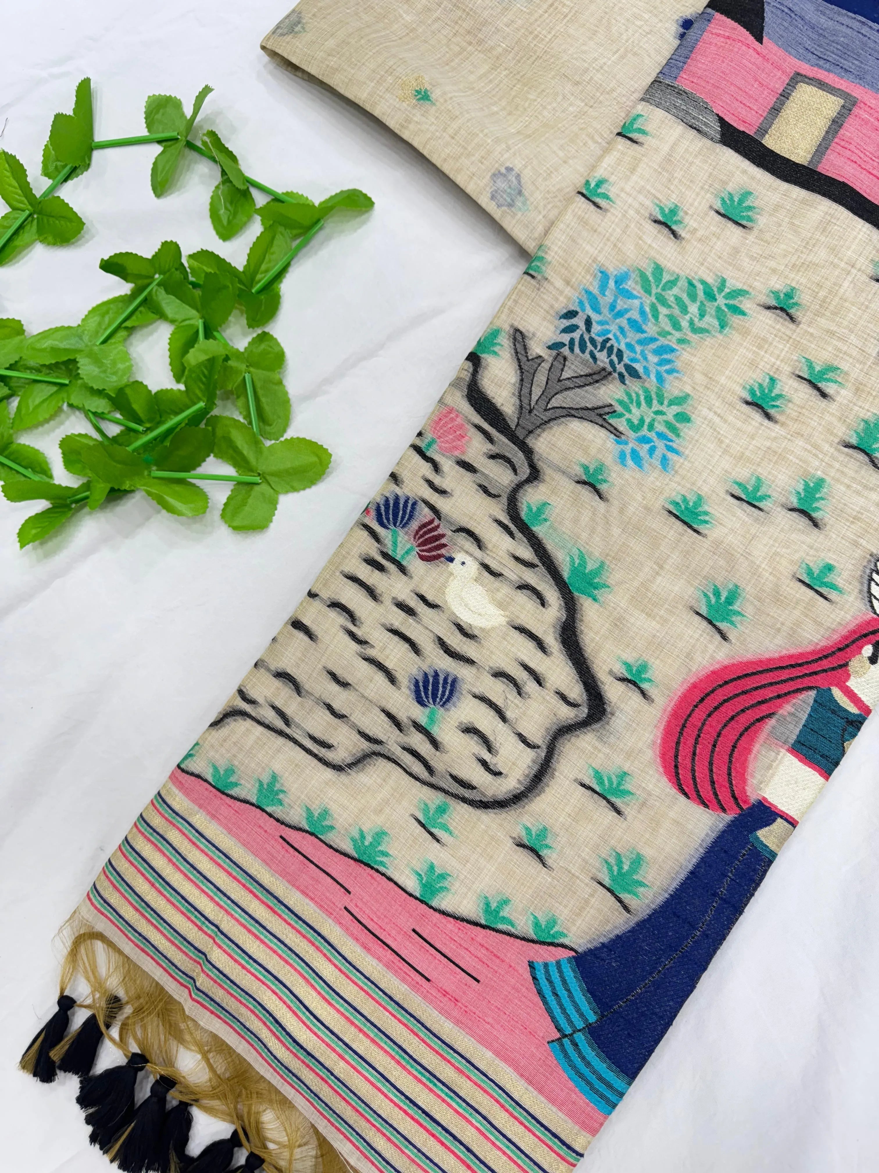 Premium Soft Muga Cotton Jamdani Saree