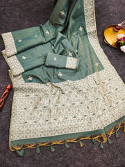 Premium Chanderi Cotton Traditional Jamdani Saree