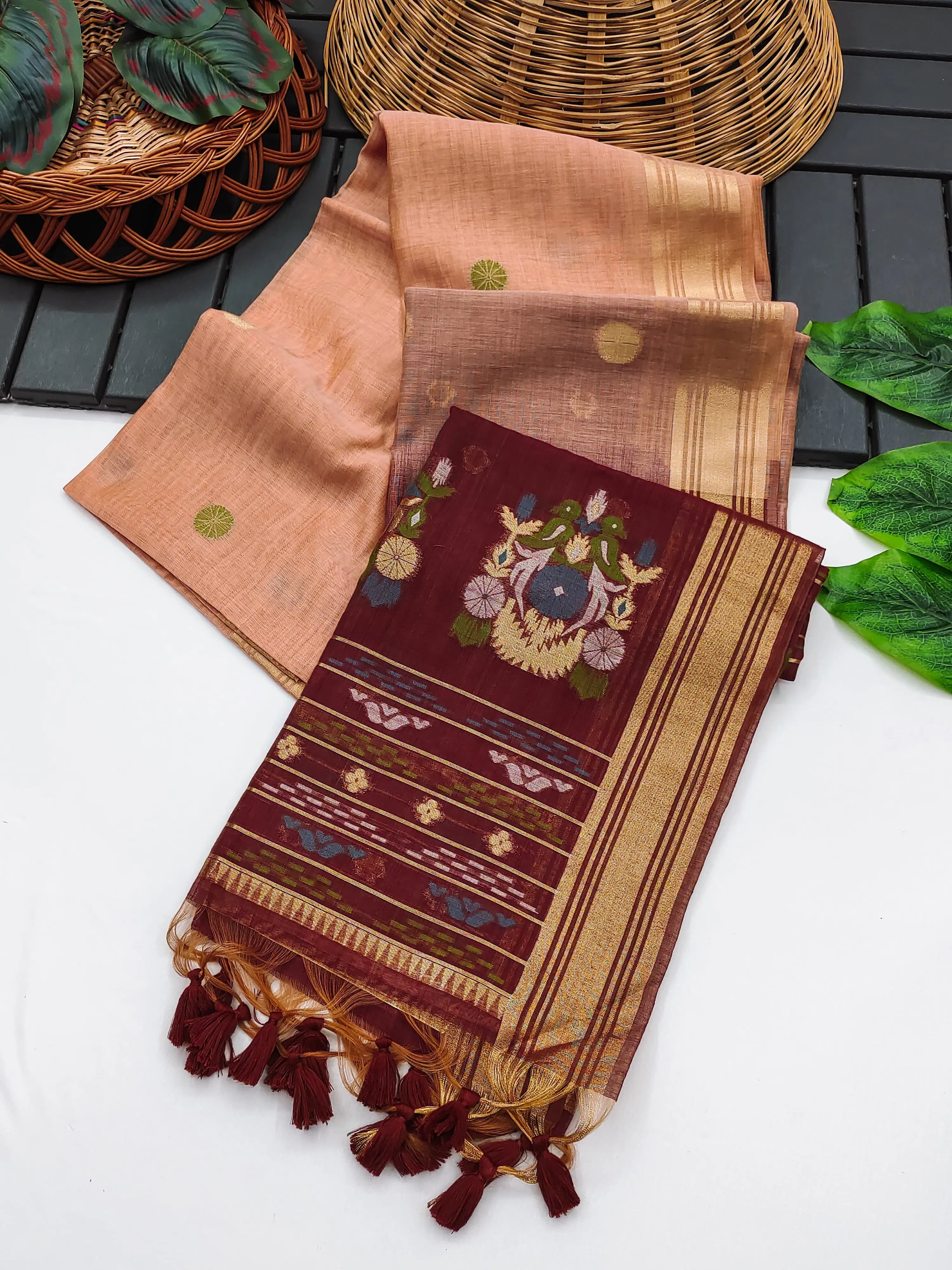 Designer Muga Cotton Saree with Parrot Motifs