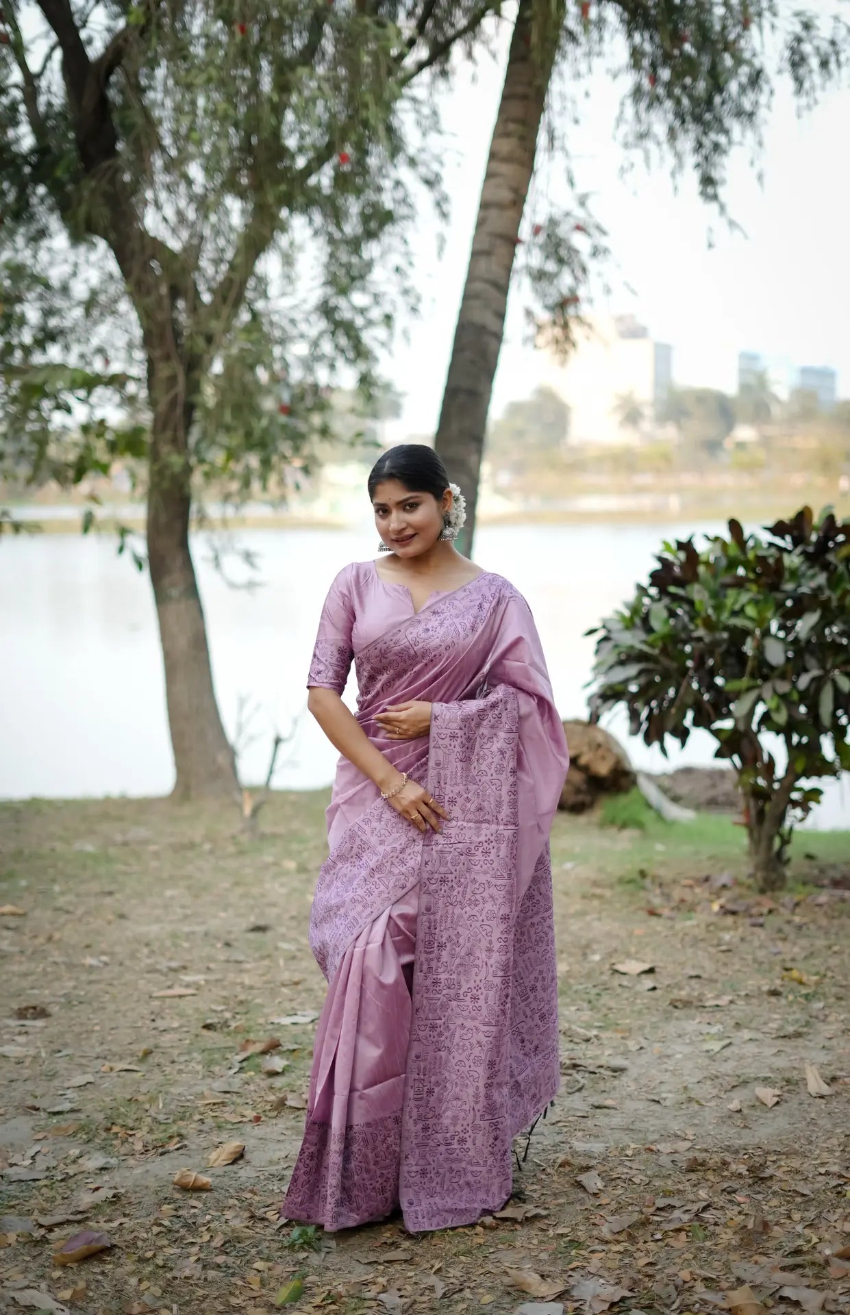 Handloom Tussar Silk Printed Saree