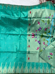 Soft Khadi Raw SIlk Lotus Pallu Paithani Saree