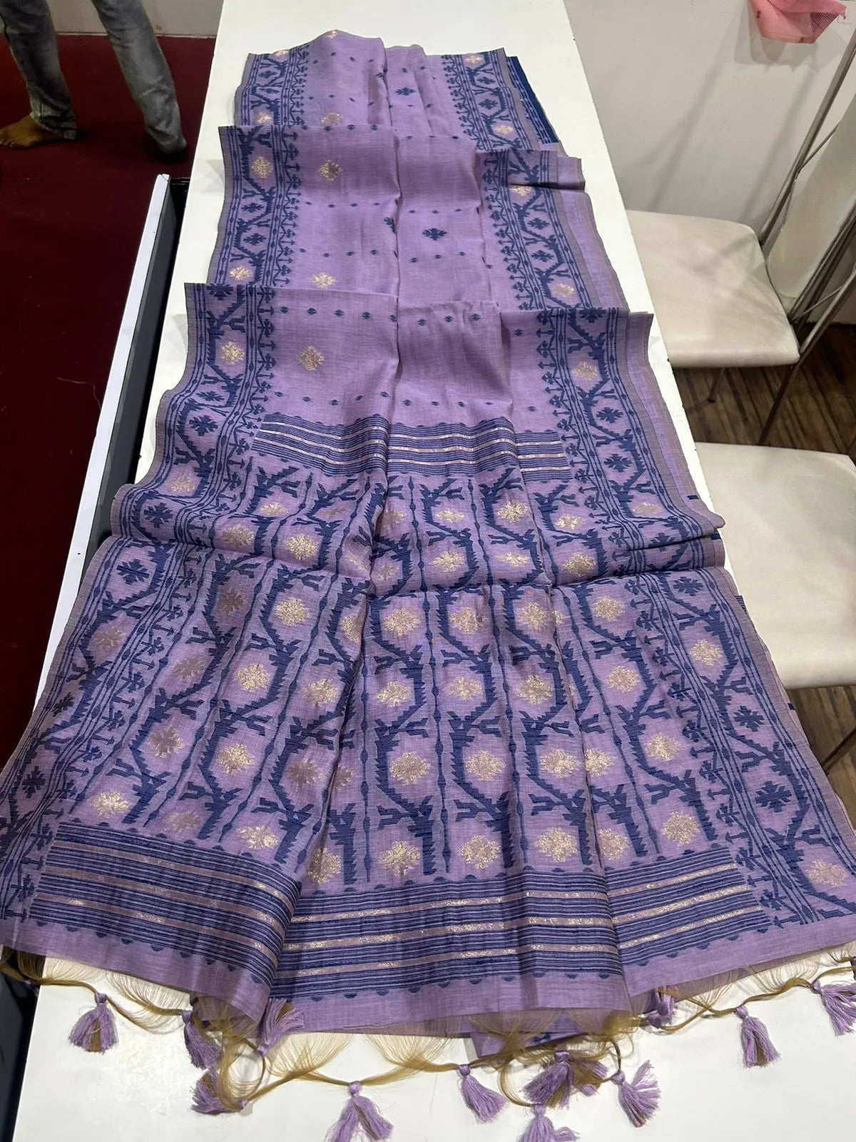 Soft Muga Cotton Jamdani Weave Saree