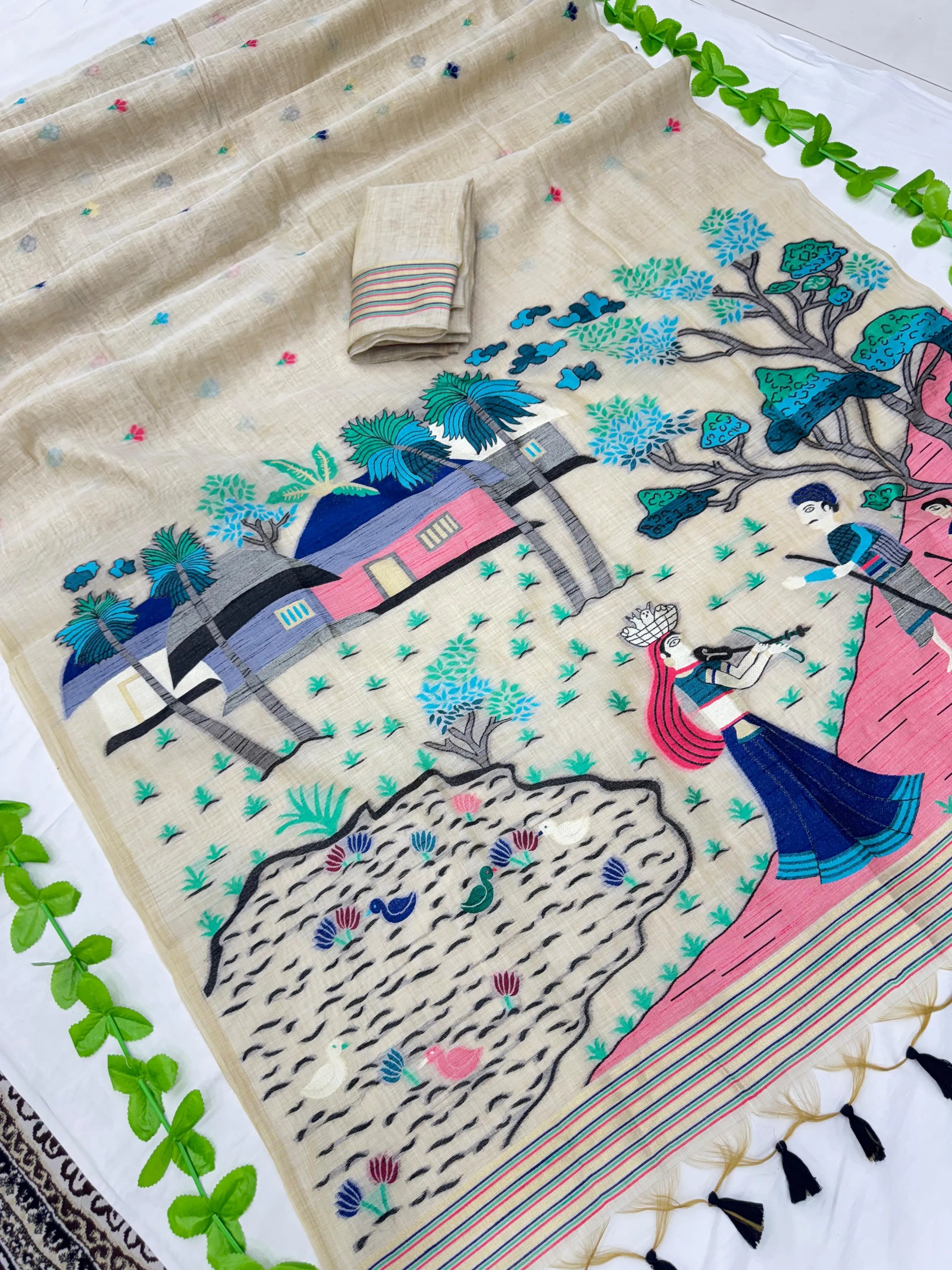 Premium Soft Muga Cotton Jamdani Saree