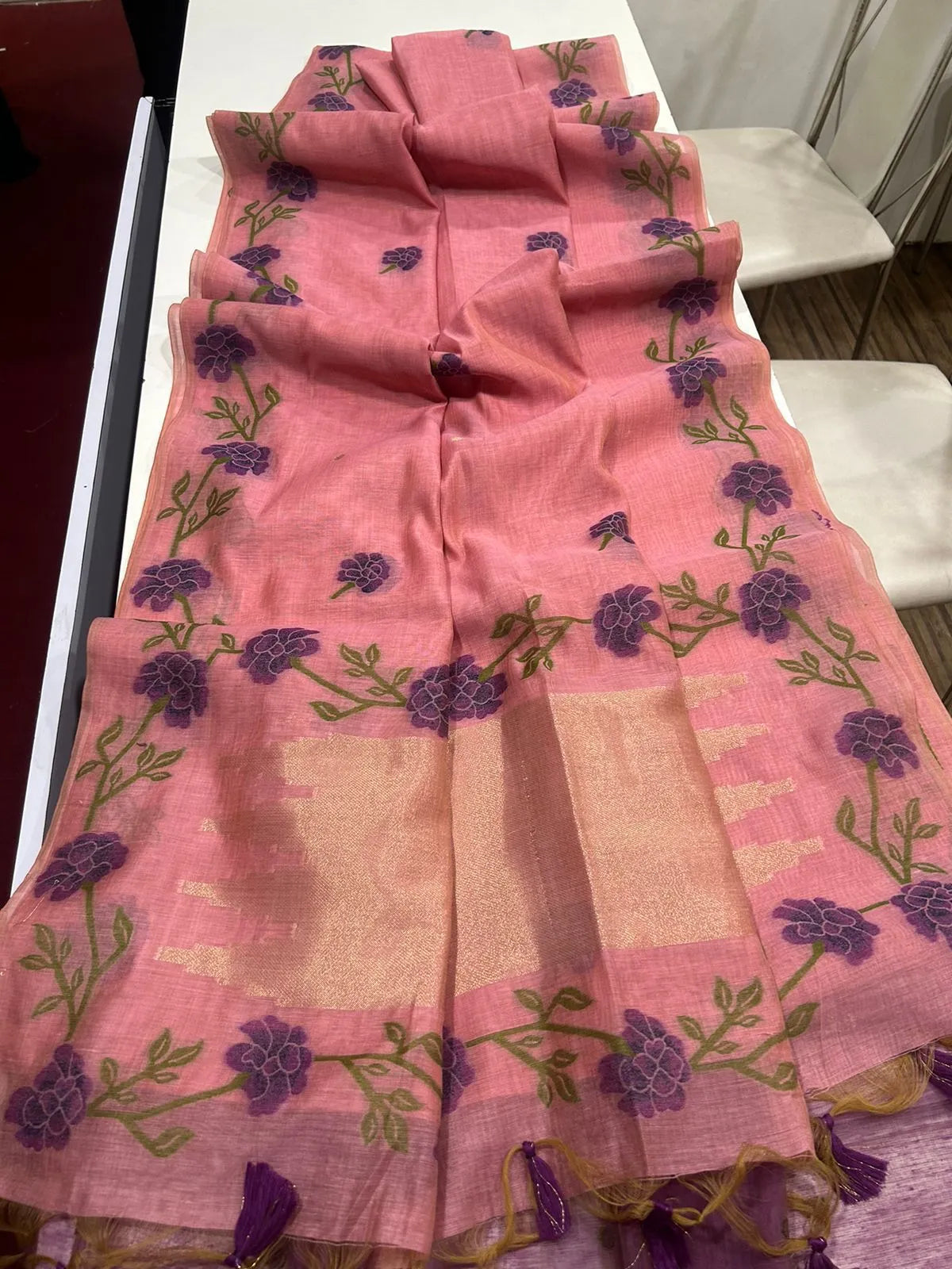 Premium Soft Muga Silk Jamdani Saree