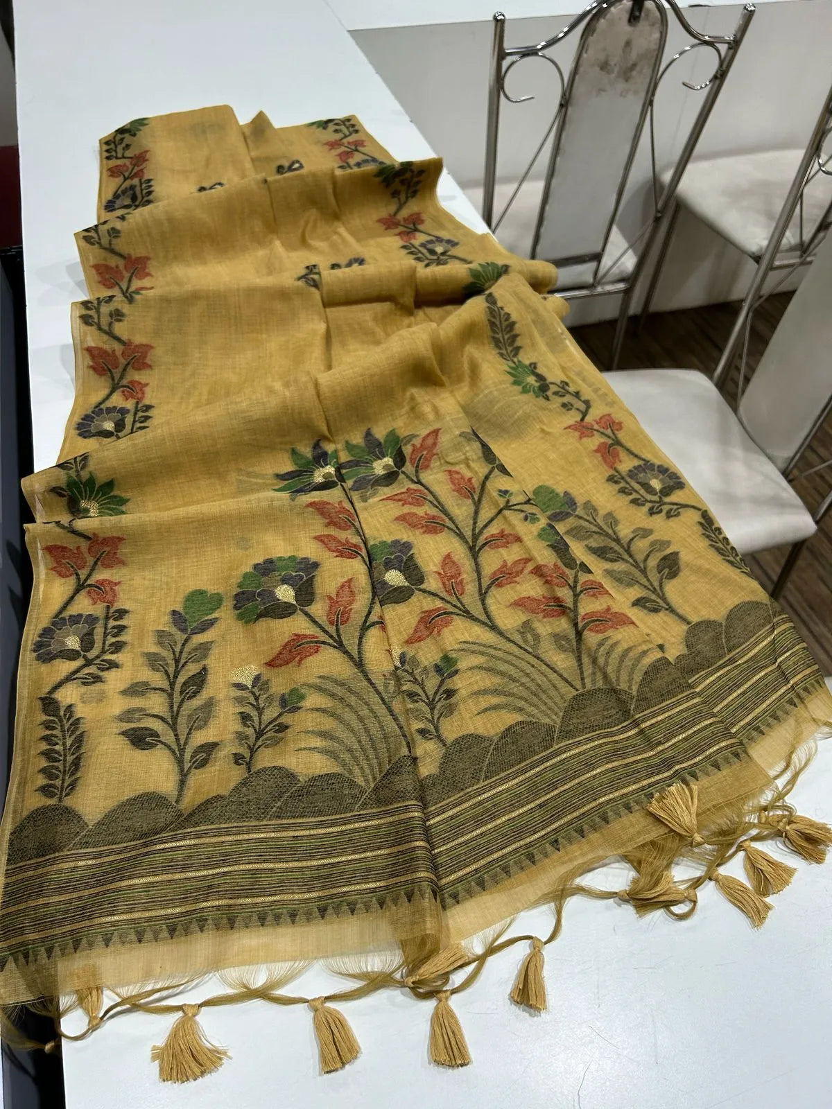 Soft Muga Cotton Jamdani Concept Saree