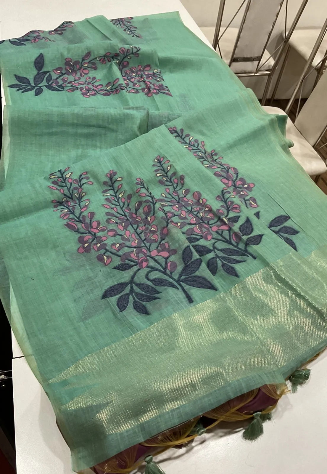 Classic Muga Cotton Floral Saree