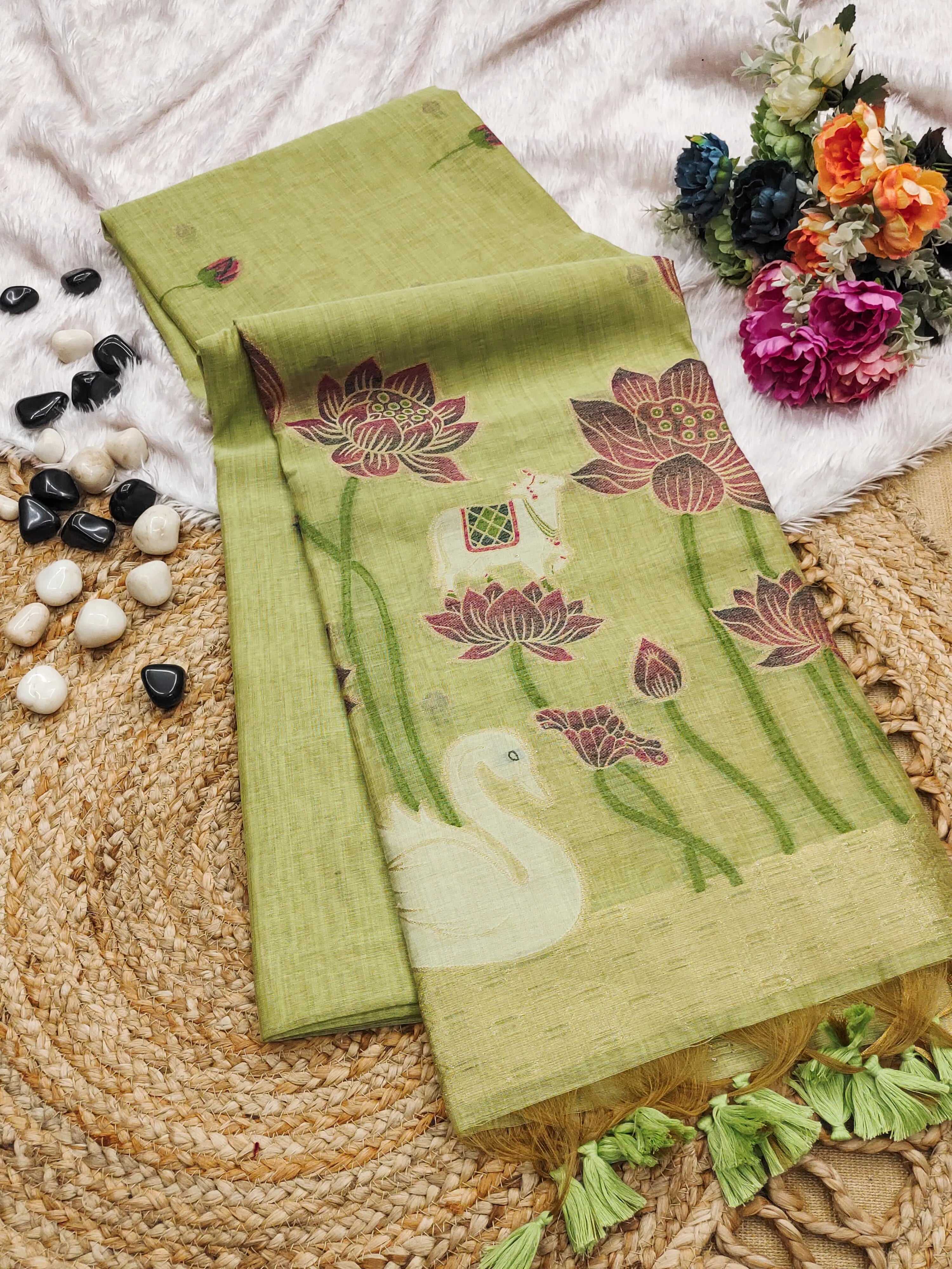 Soft Muga Cotton Colorful Reshami Weaving Saree