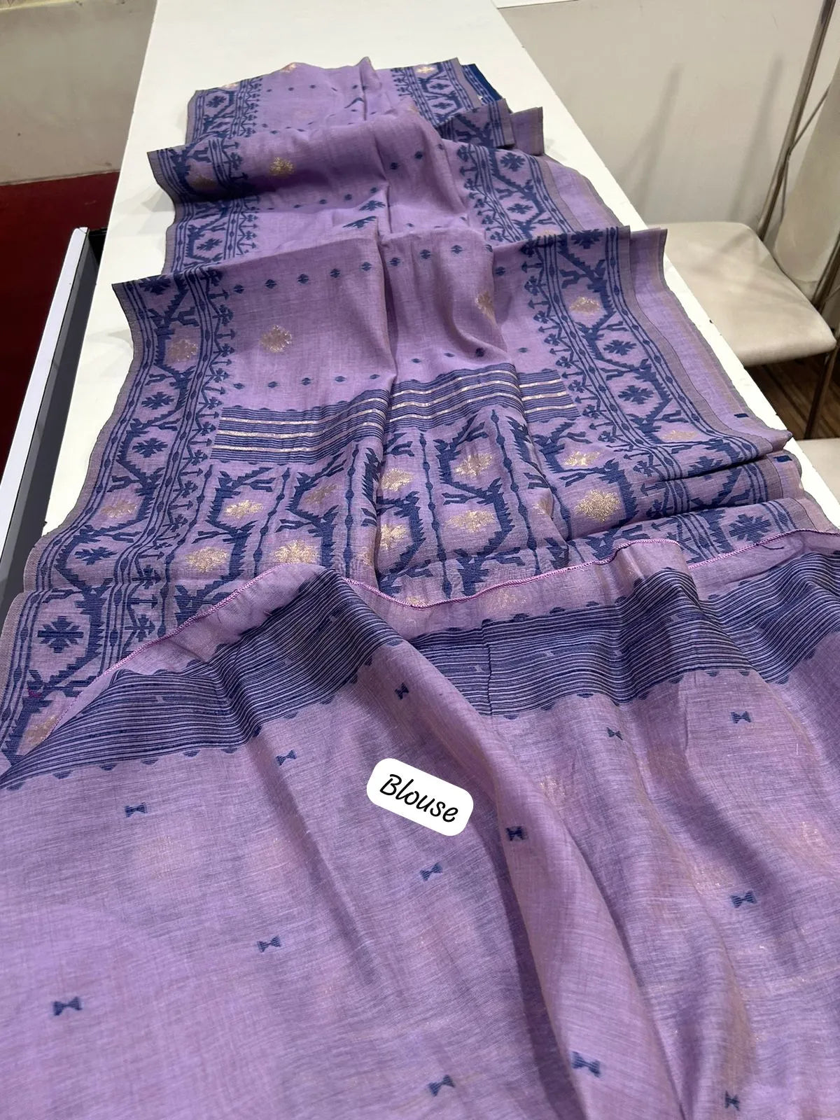 Soft Muga Cotton Jamdani Weave Saree