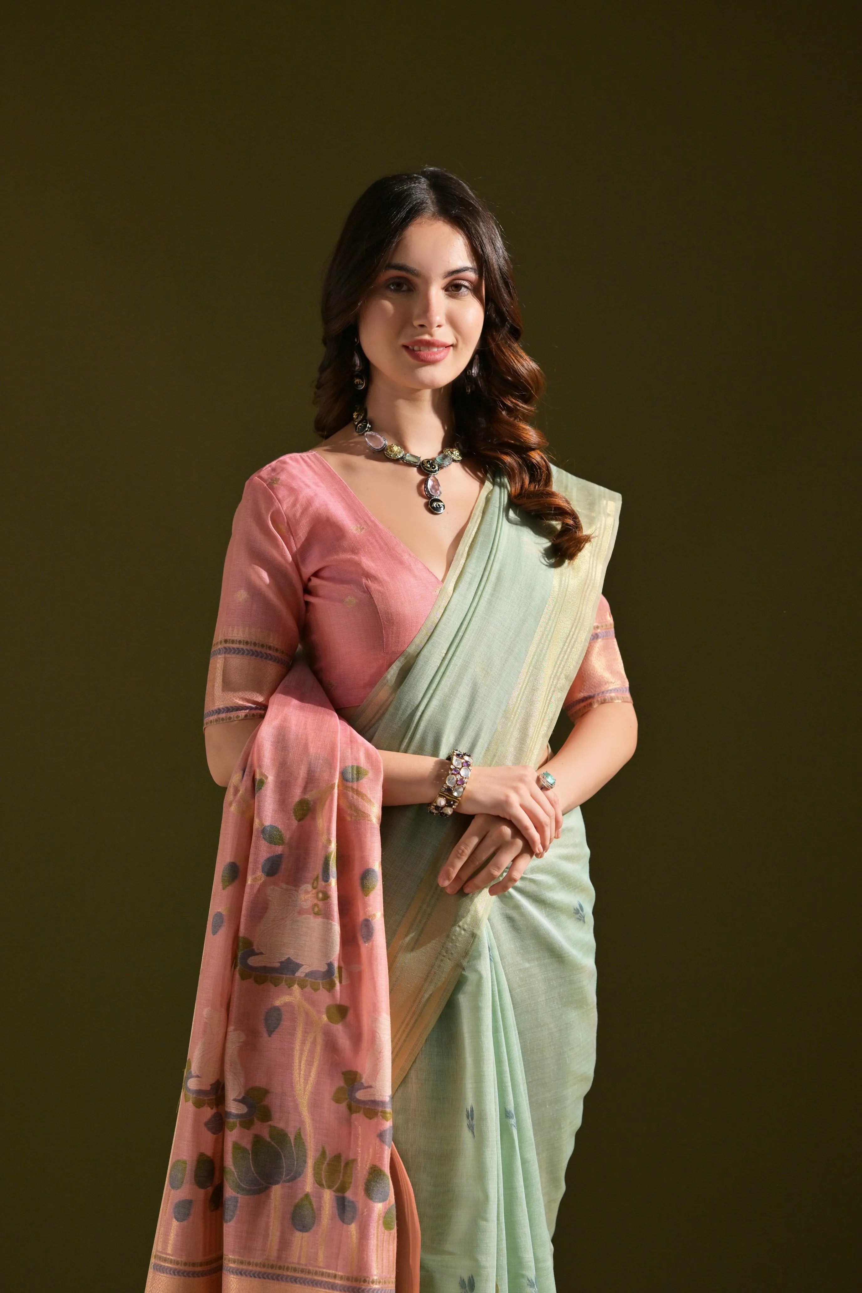 Traditional Pichwai Weave Muga Cotton Saree