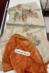 Floral Weave Muga Cotton Saree