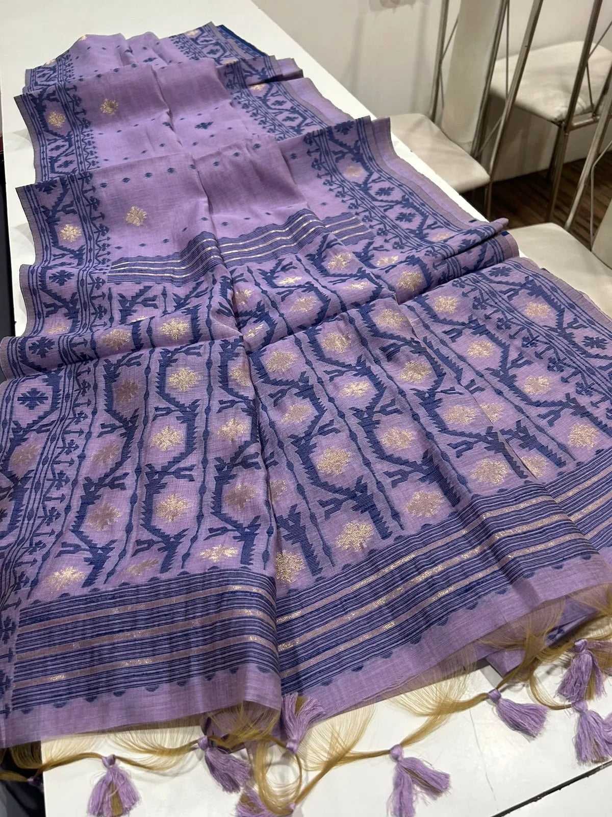 Soft Muga Cotton Jamdani Weave Saree