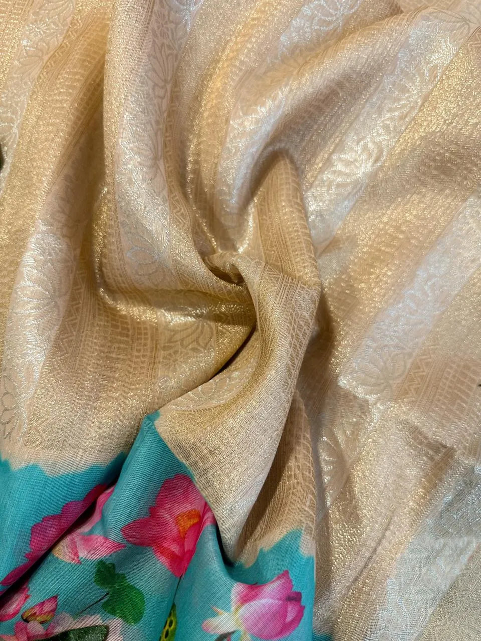 Soft Silk Lotus Pichwai Printed Saree