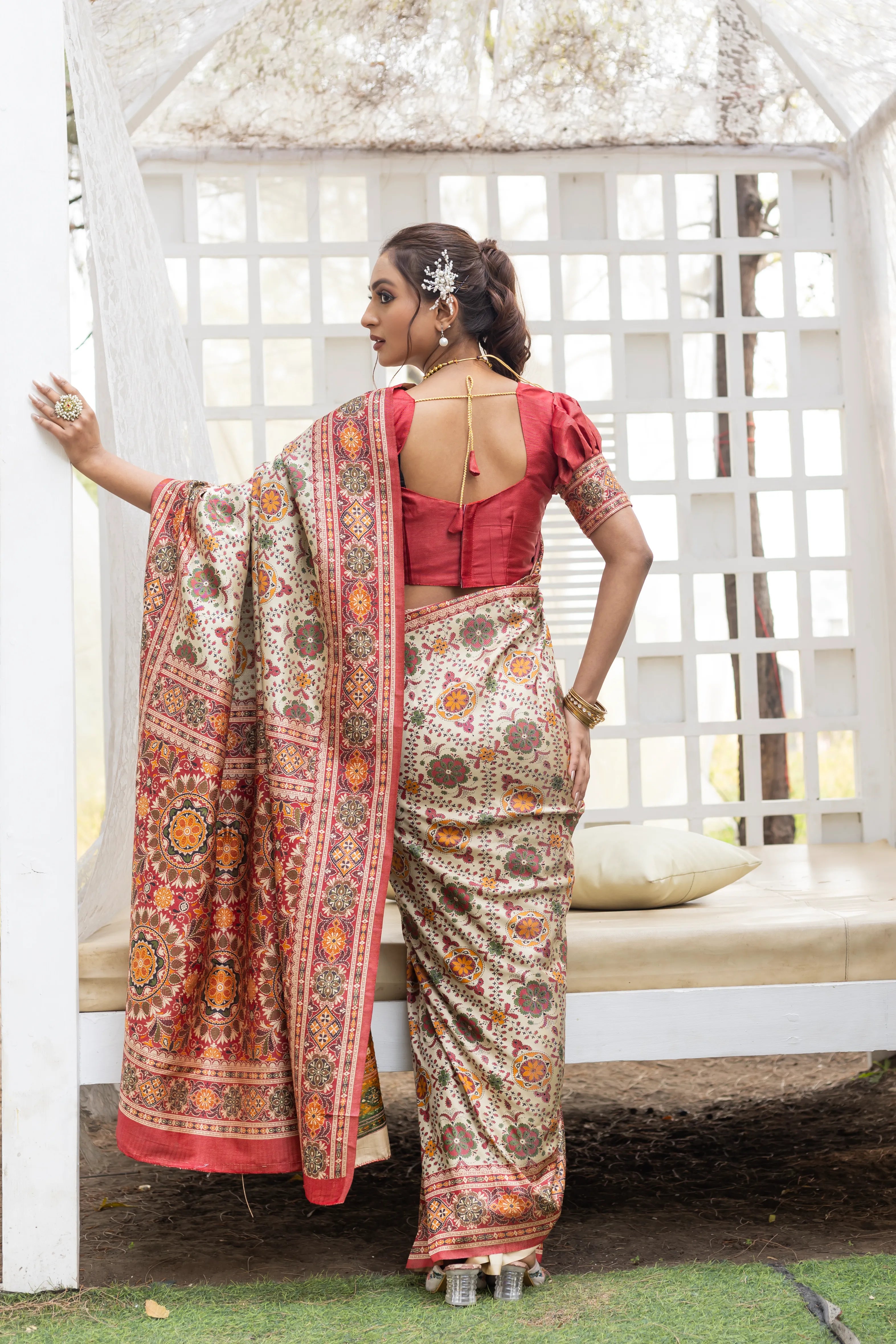 Premium Rajwadi Patola Color Thread Saree