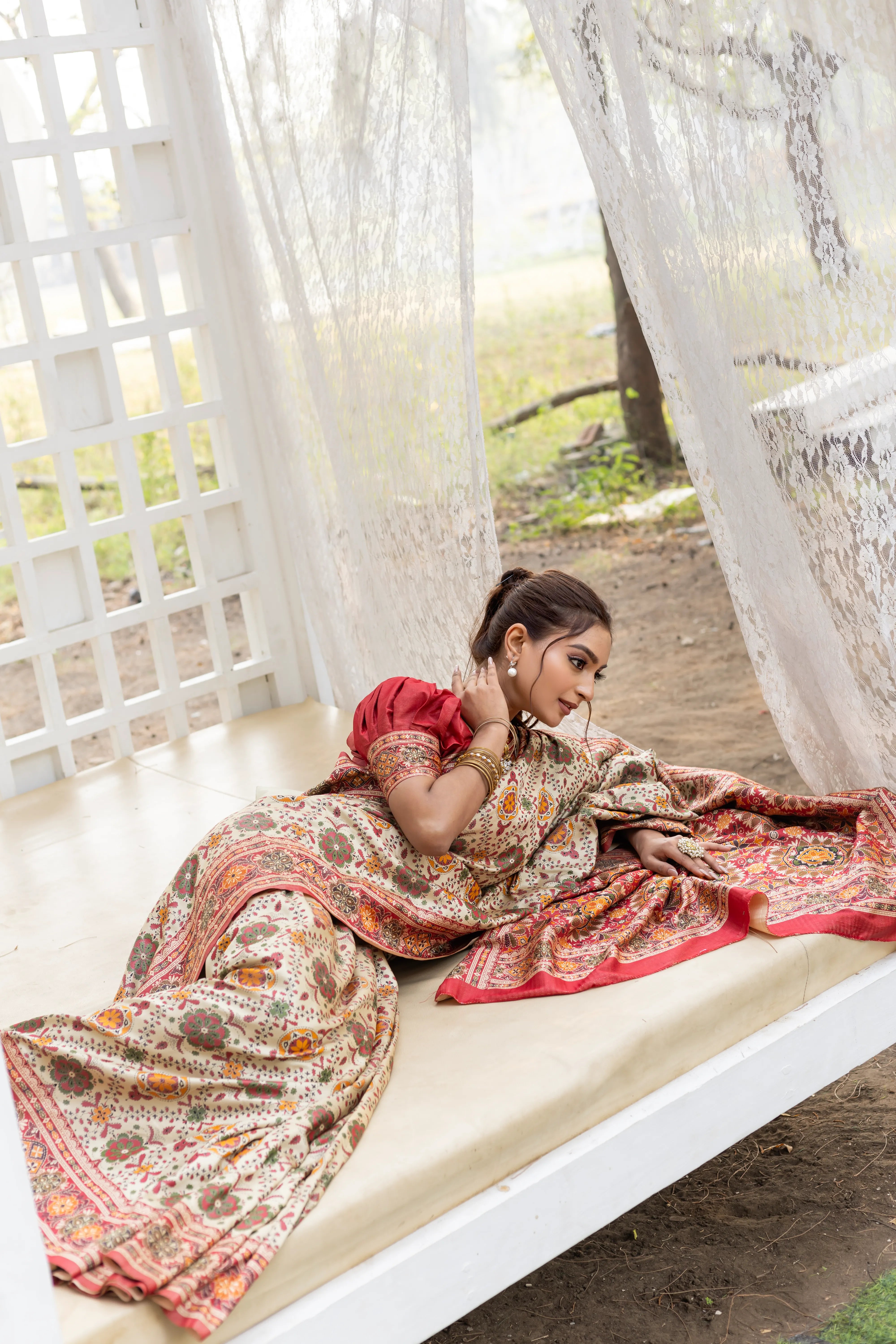 Premium Rajwadi Patola Color Thread Saree