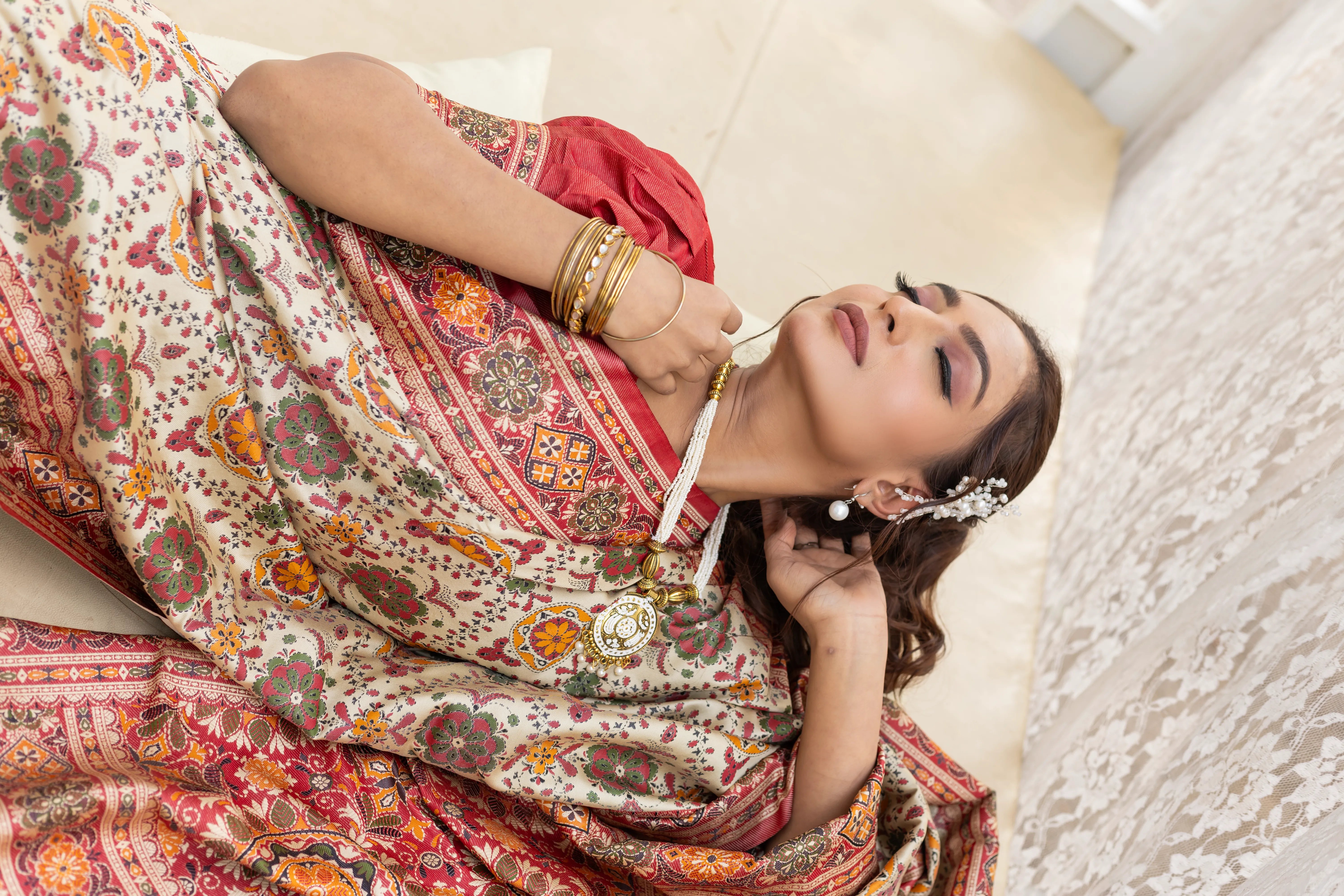 Premium Rajwadi Patola Color Thread Saree