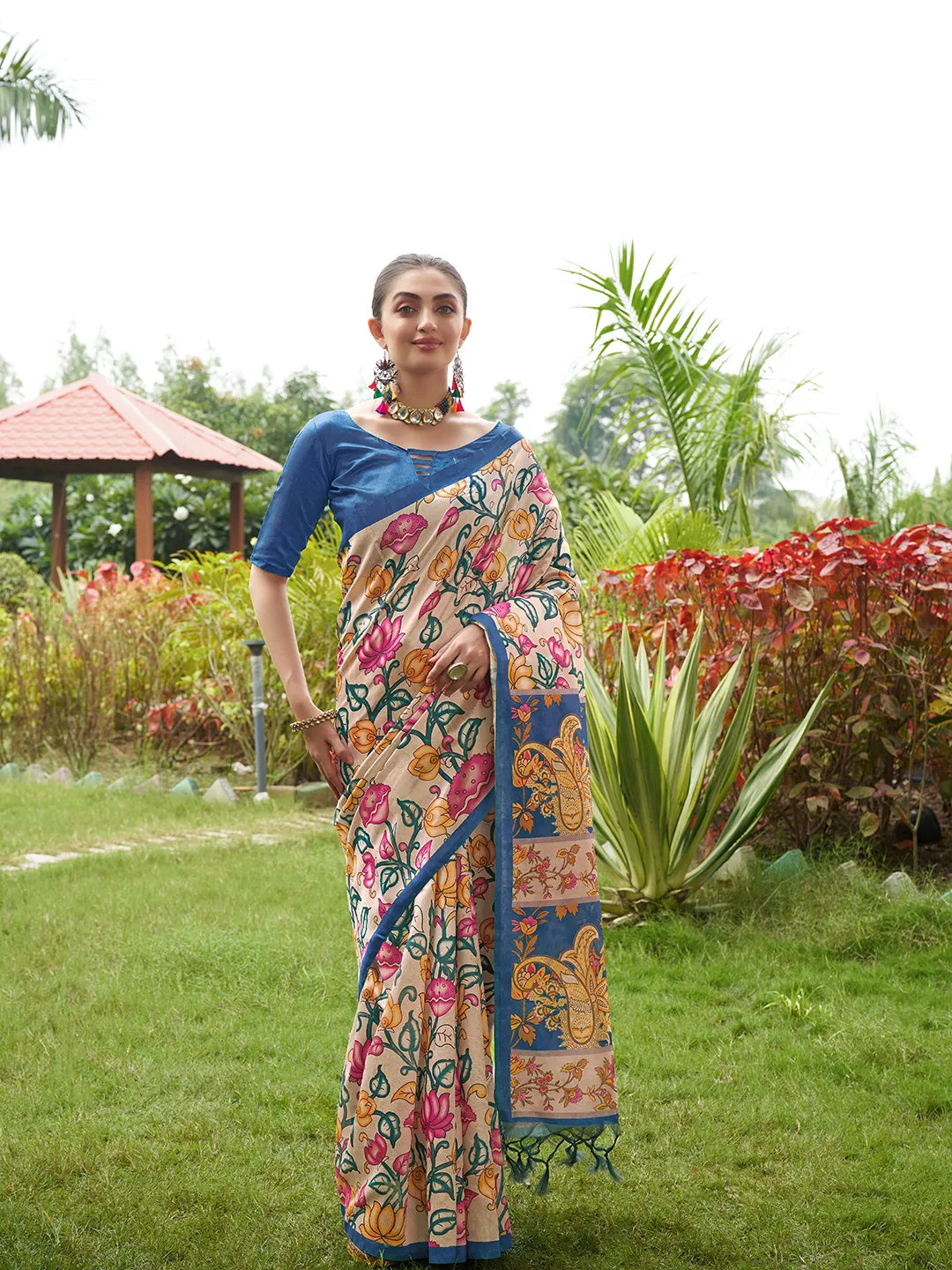 Soft Tussar Silk Kalamkari Printed Saree