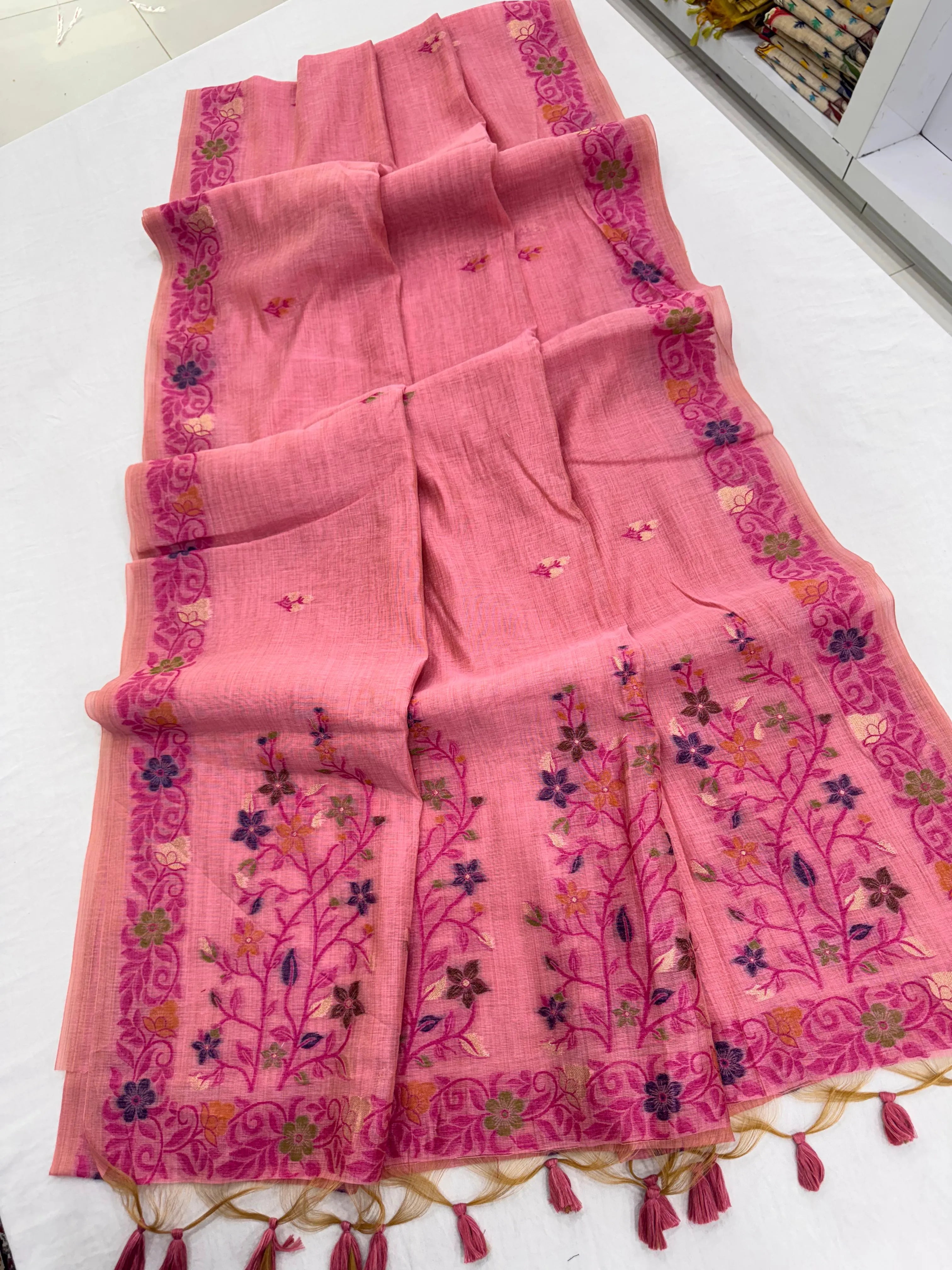 Soft Jamdani Muga Cotton Saree