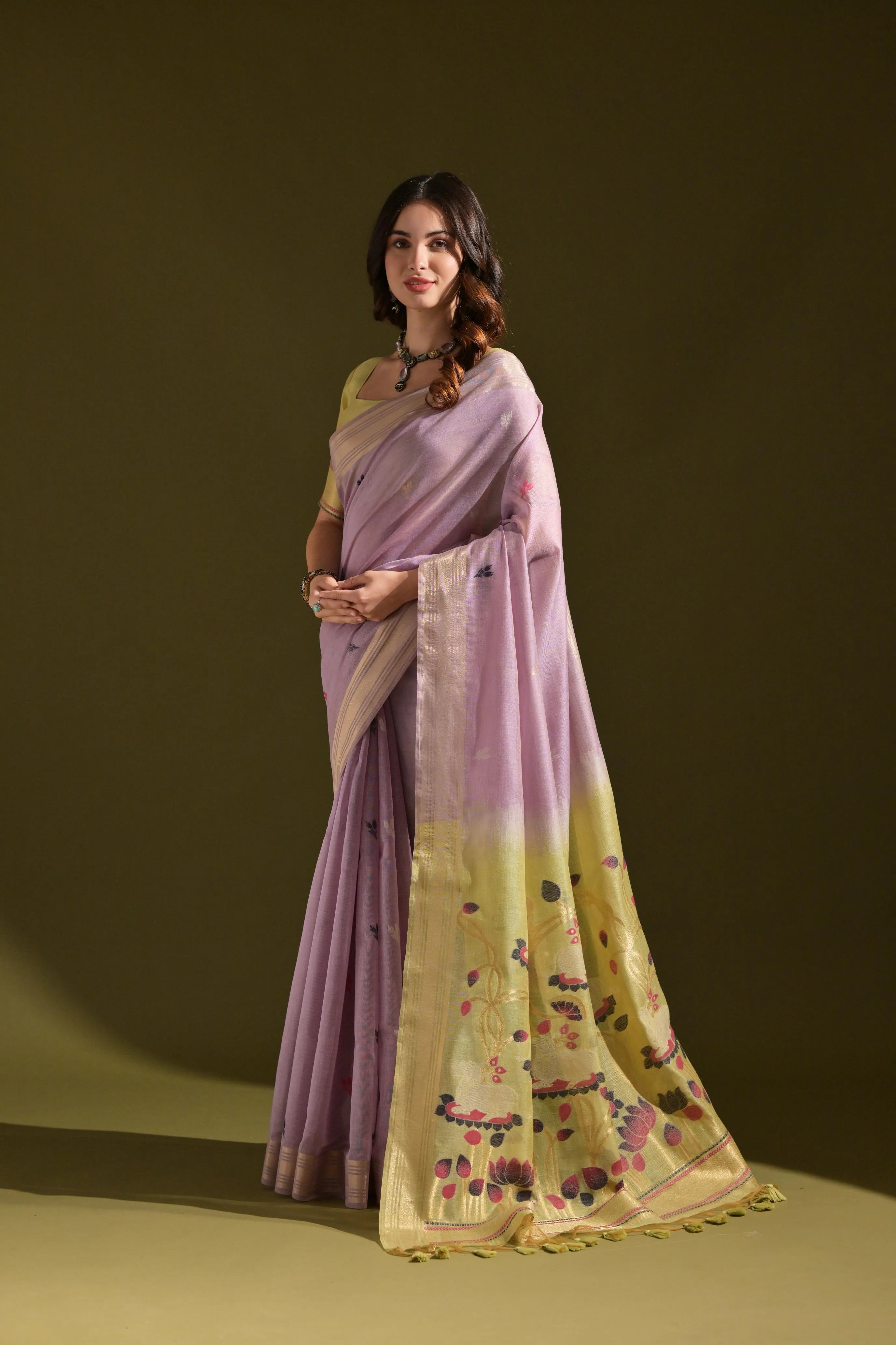 Traditional Pichwai Weave Muga Cotton Saree