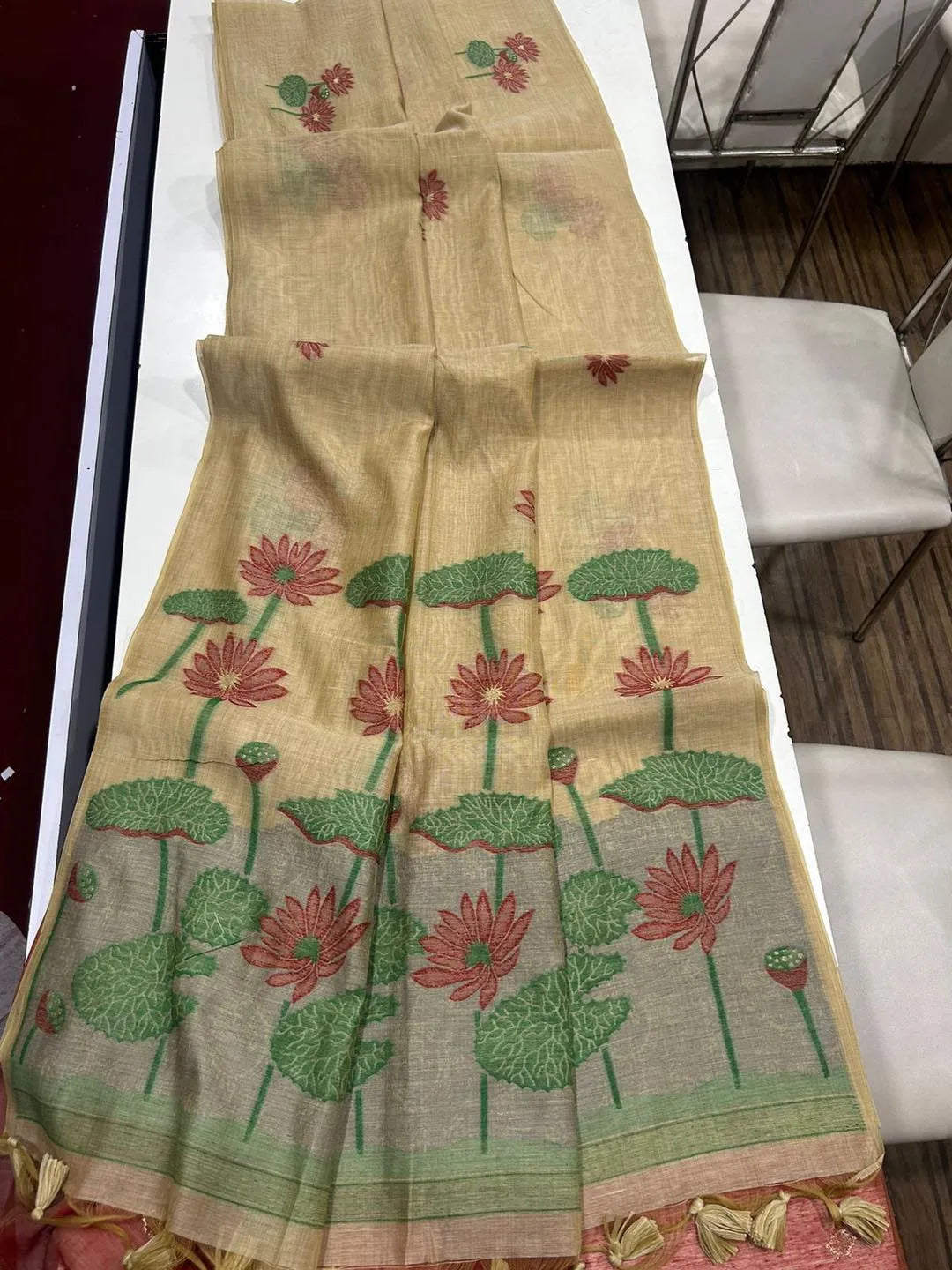 Premium Soft Pichwai Pallu Muga Cotton Saree