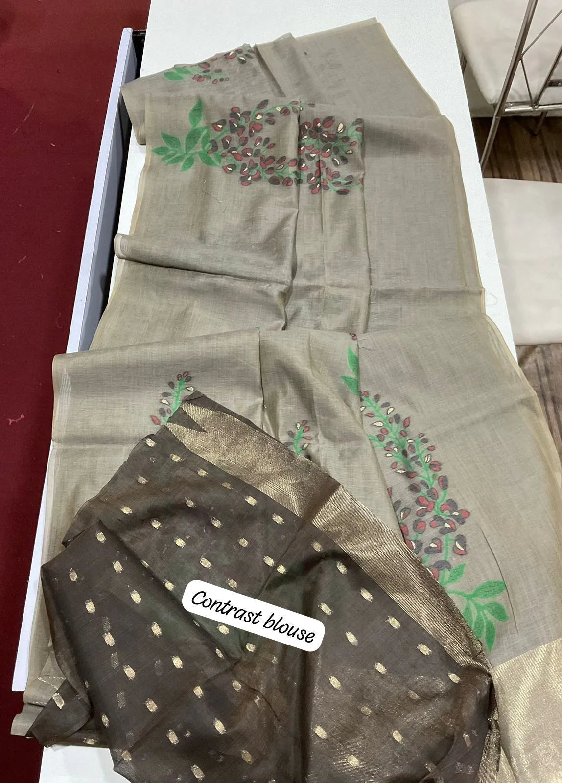 Classic Muga Cotton Floral Saree