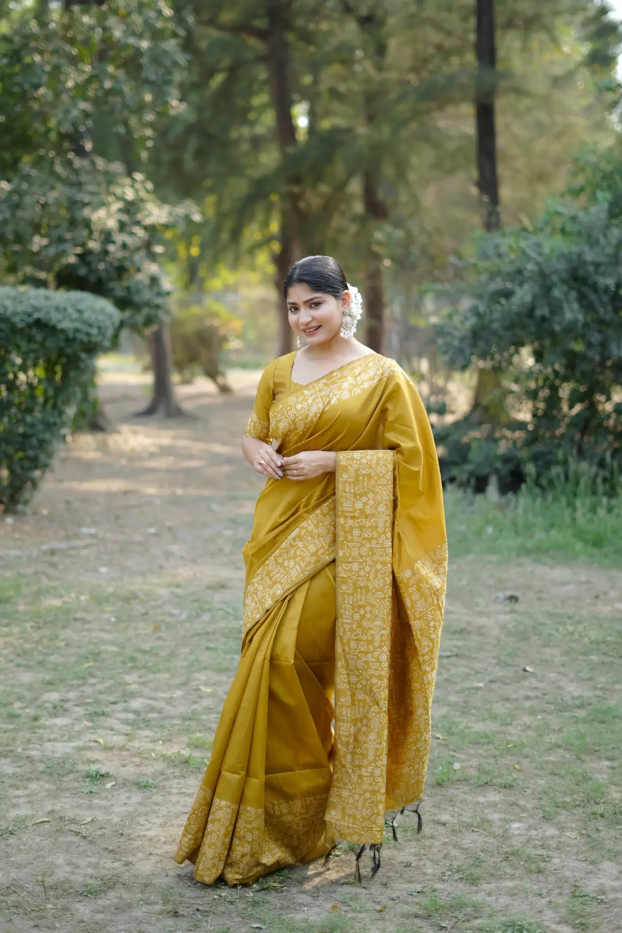 Handloom Tussar Silk Printed Saree