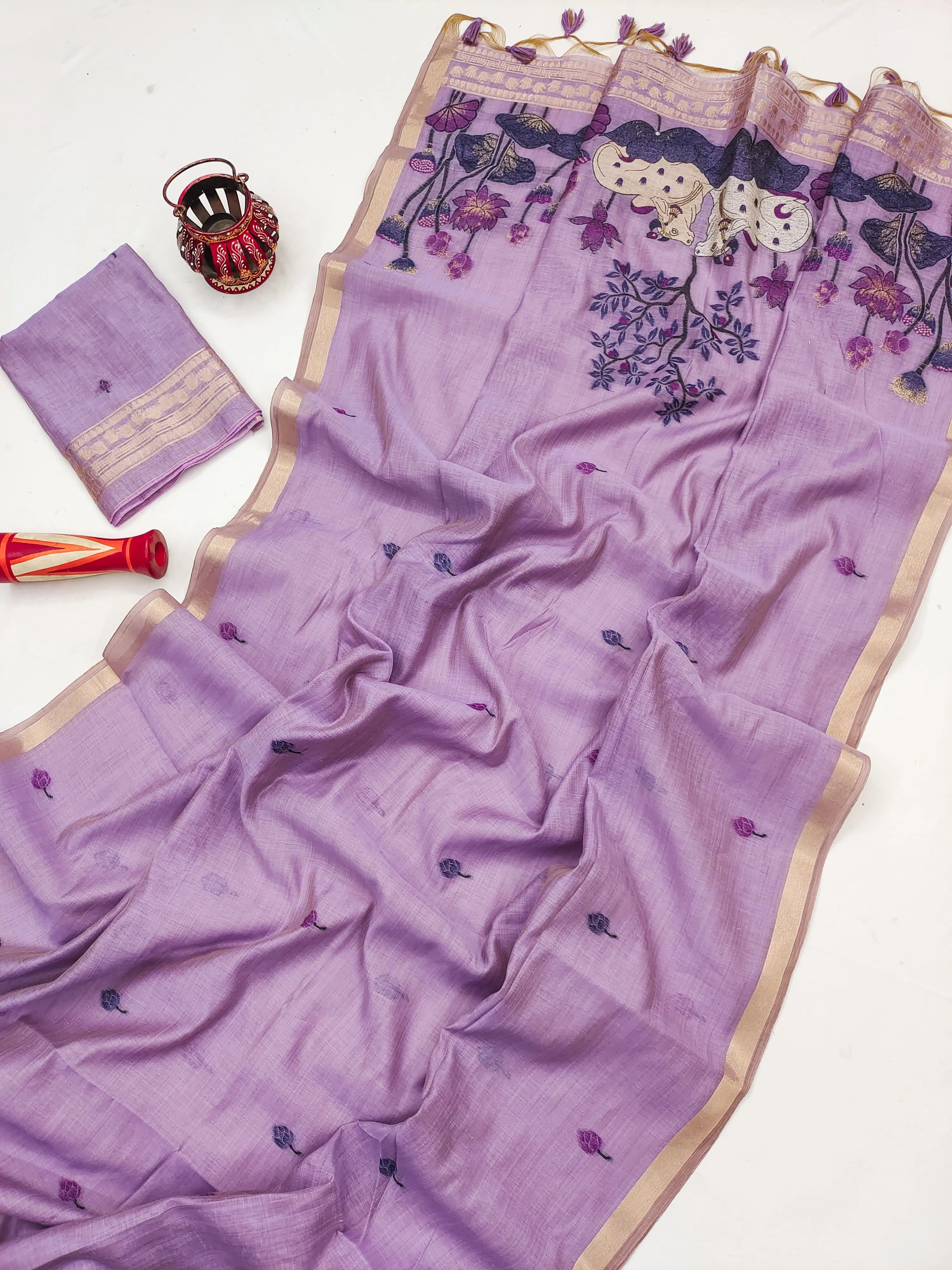 Soft Muga Cotton Pichwai Pallu Saree