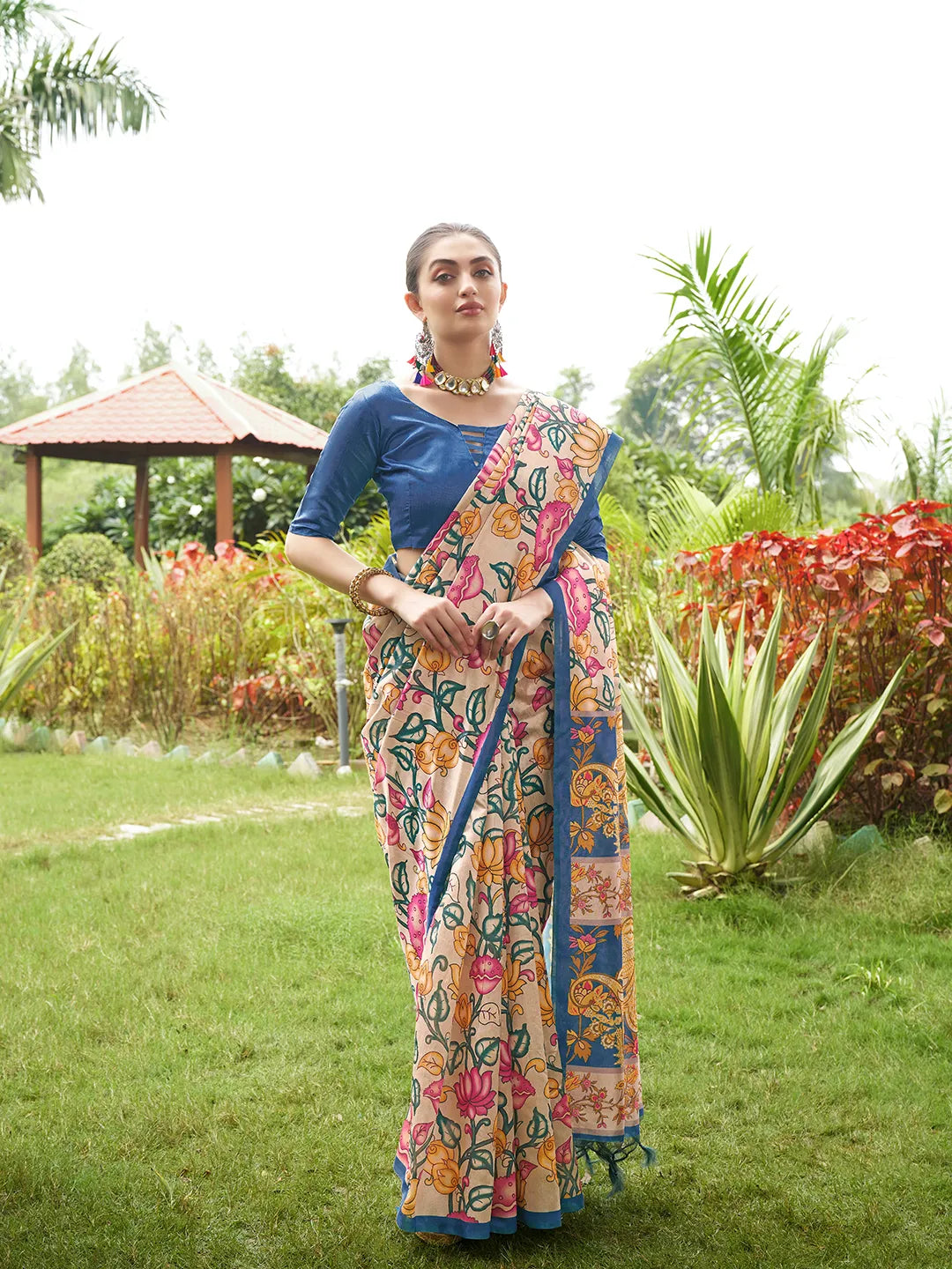 Soft Tussar Silk Kalamkari Printed Saree
