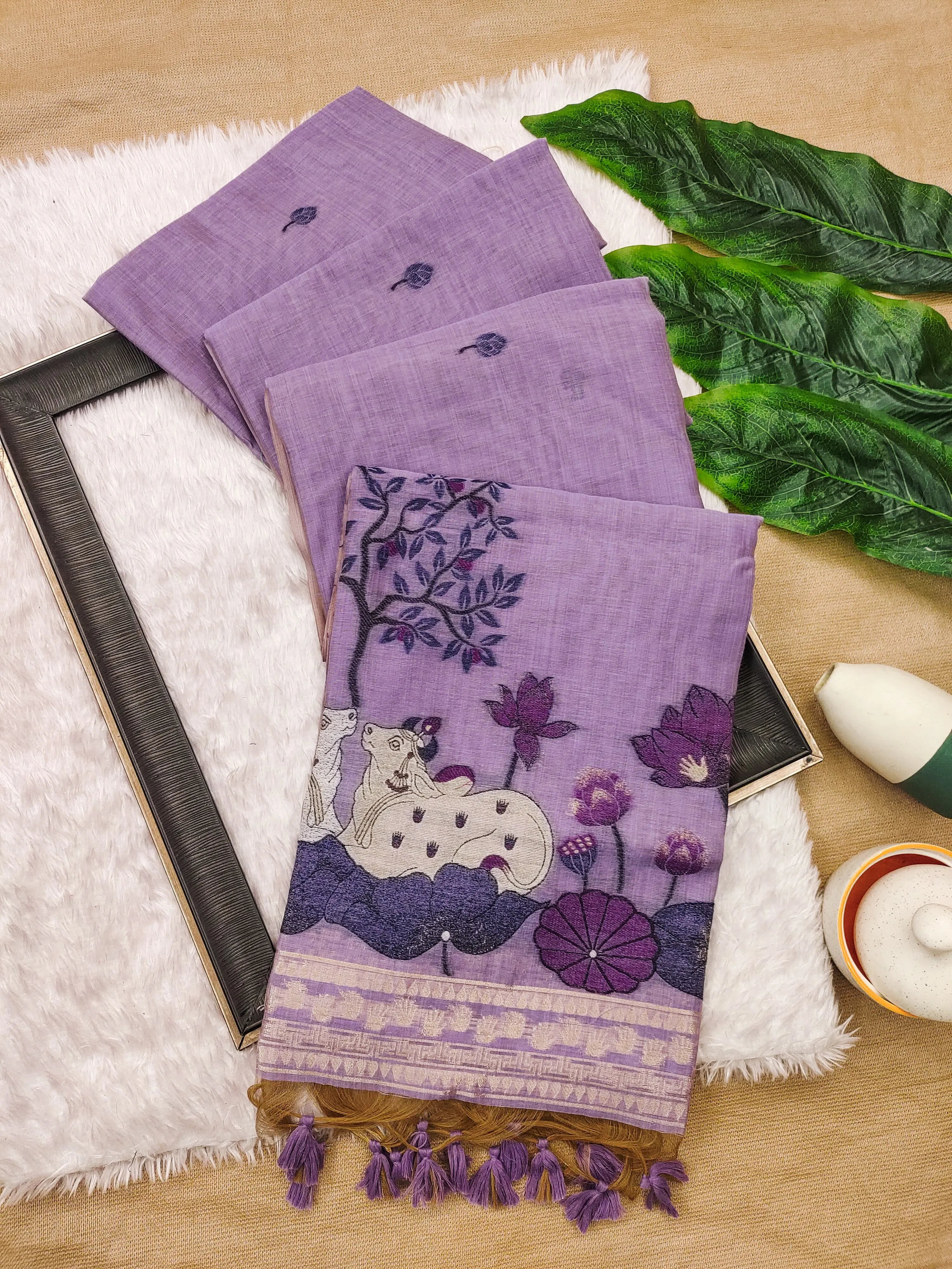 Soft Muga Cotton Pichwai Pallu Saree