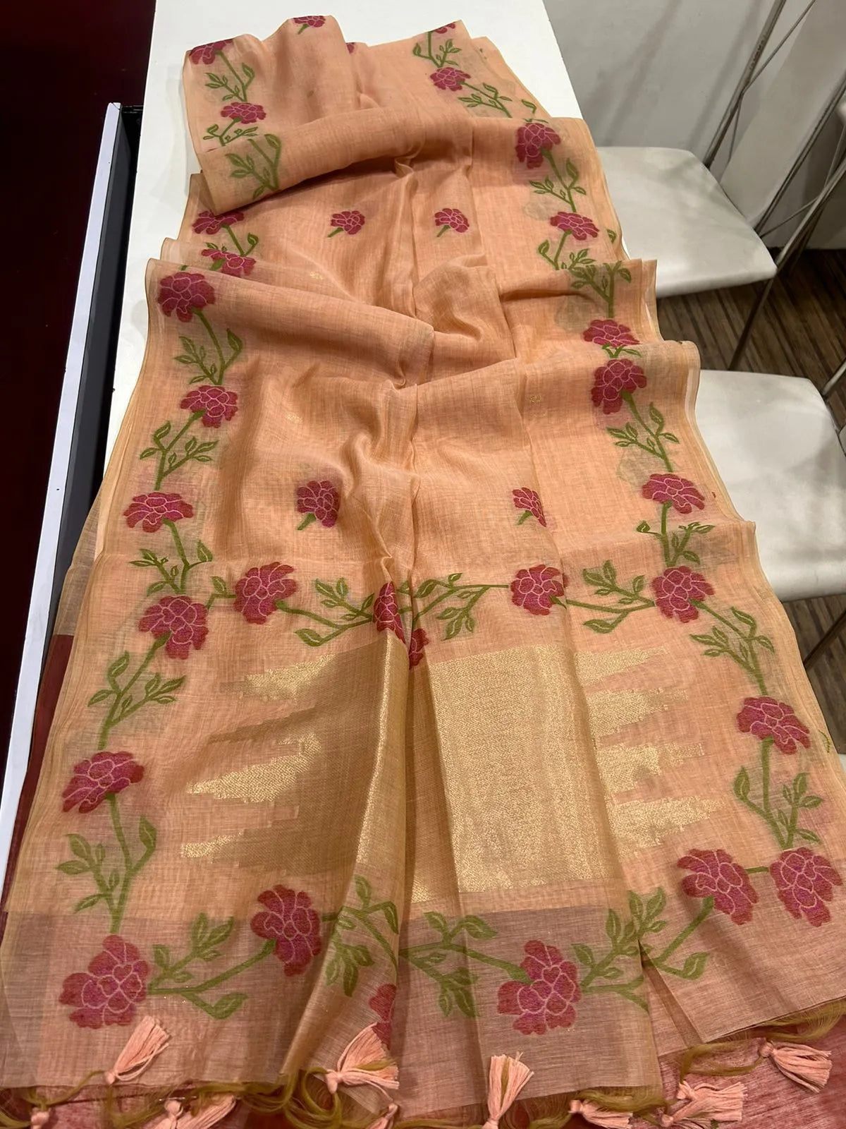 Premium Soft Muga Silk Jamdani Saree