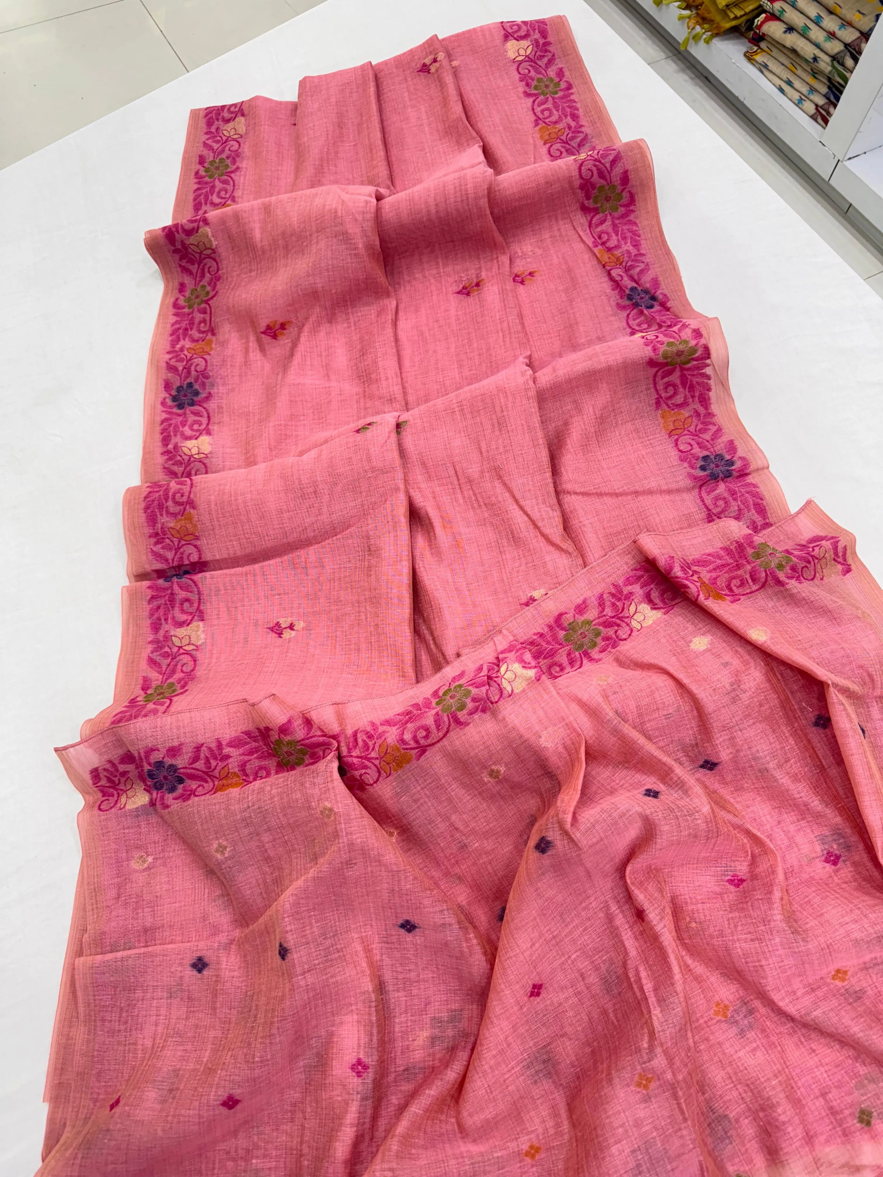 Soft Jamdani Muga Cotton Saree