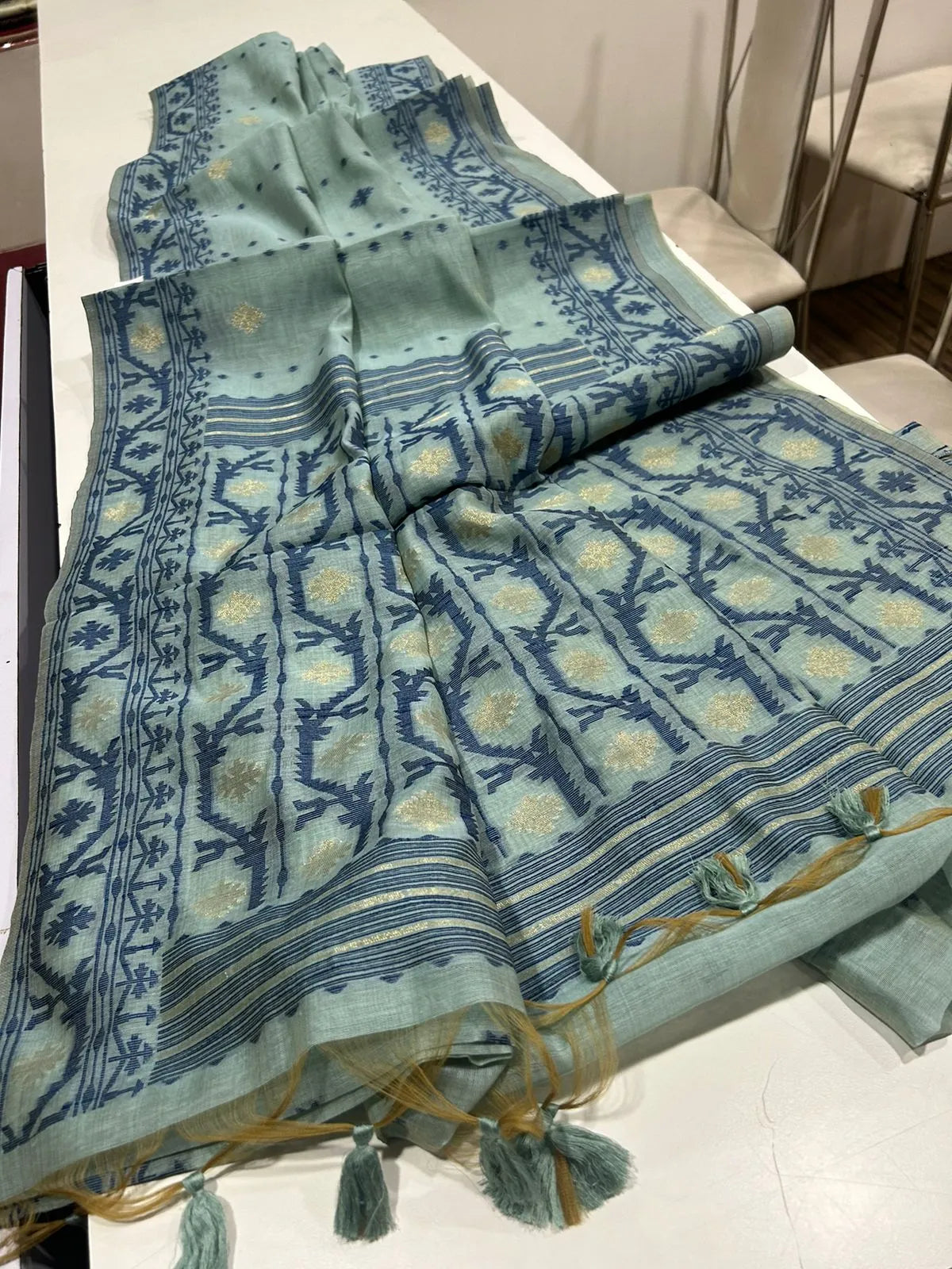 Soft Muga Cotton Jamdani Weave Saree