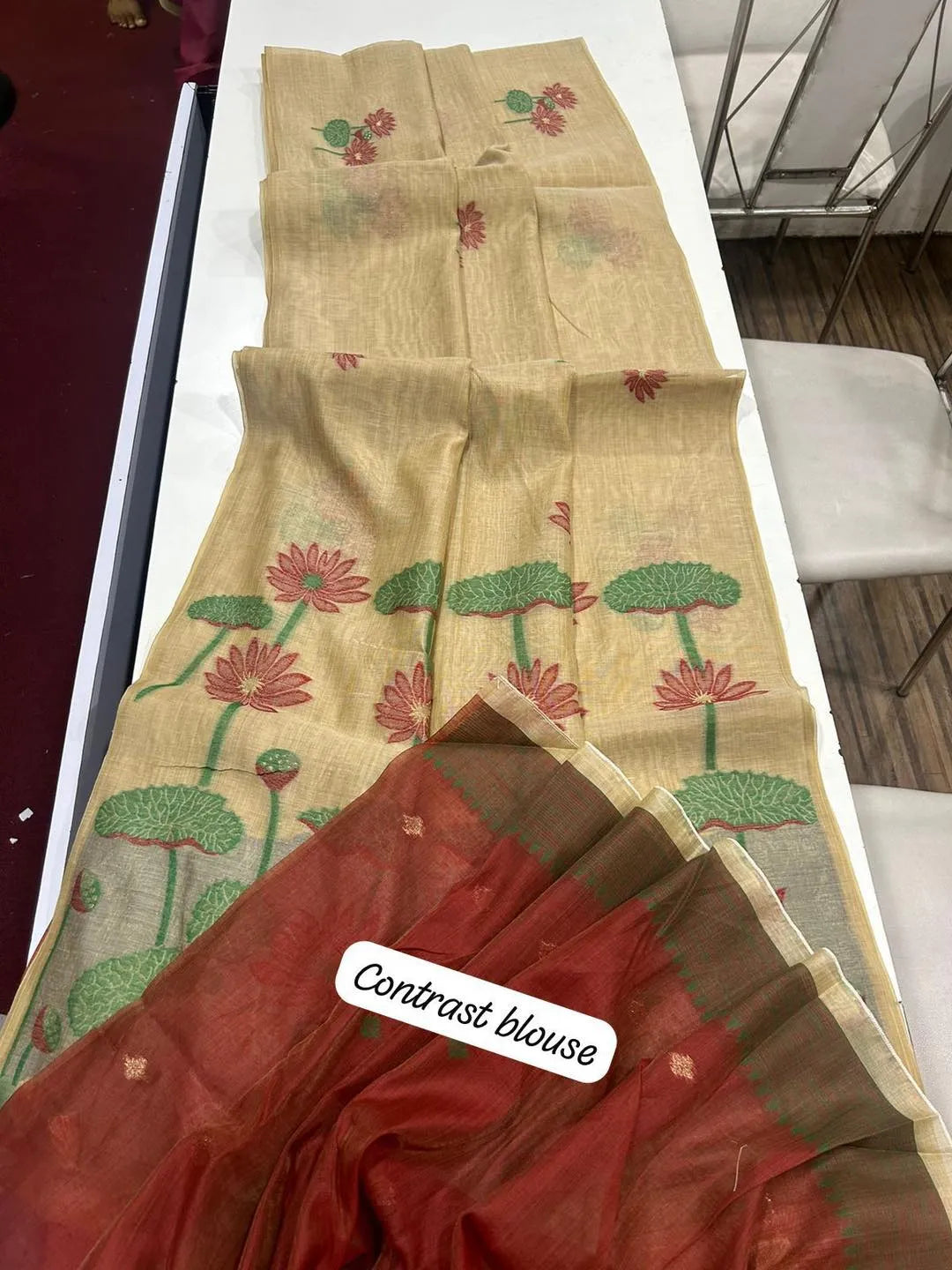 Premium Soft Pichwai Pallu Muga Cotton Saree