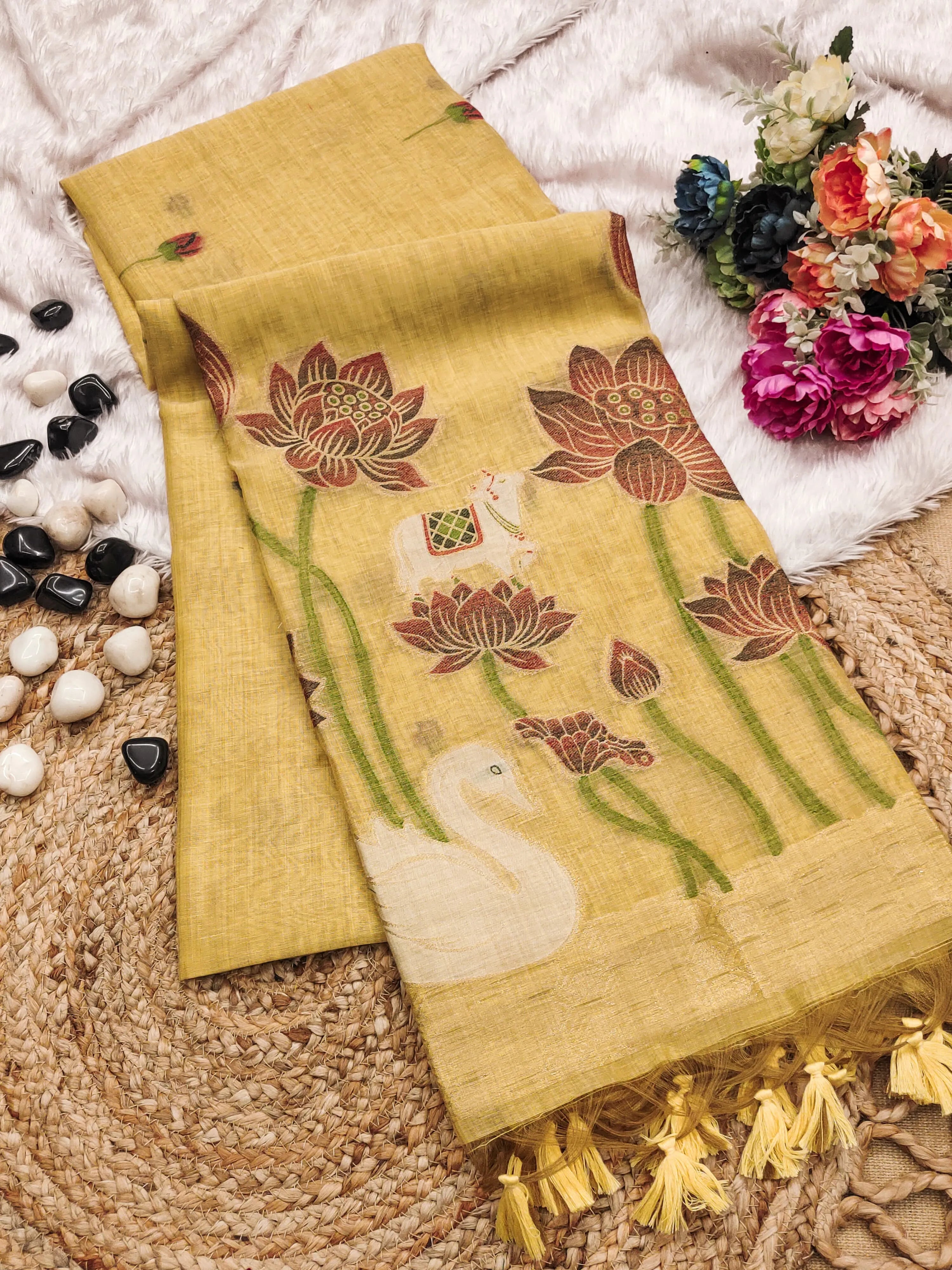 Soft Muga Cotton Colorful Reshami Weaving Saree