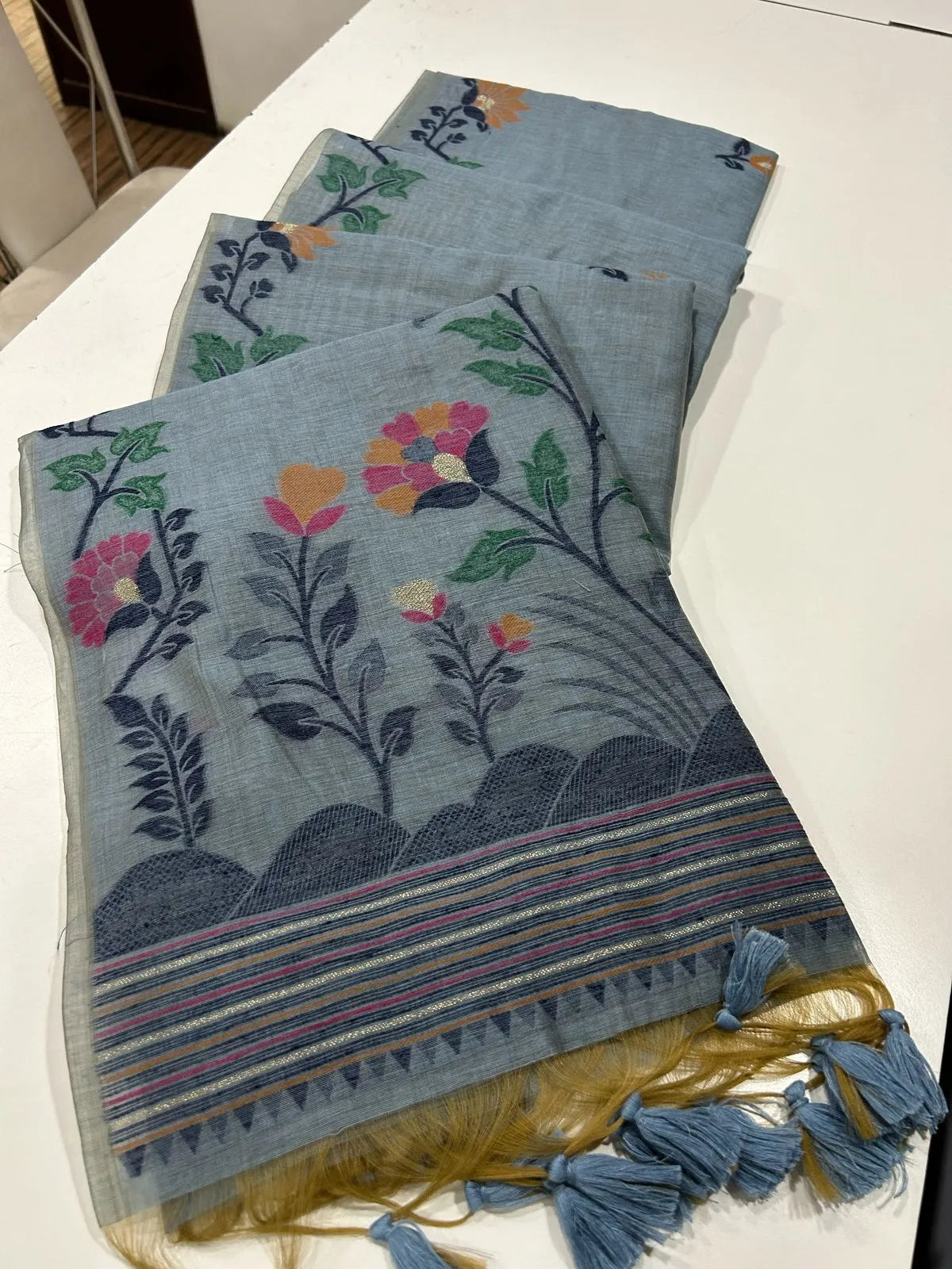 Soft Muga Cotton Jamdani Concept Saree