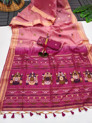 Designer Muga Cotton Saree with Parrot Motifs