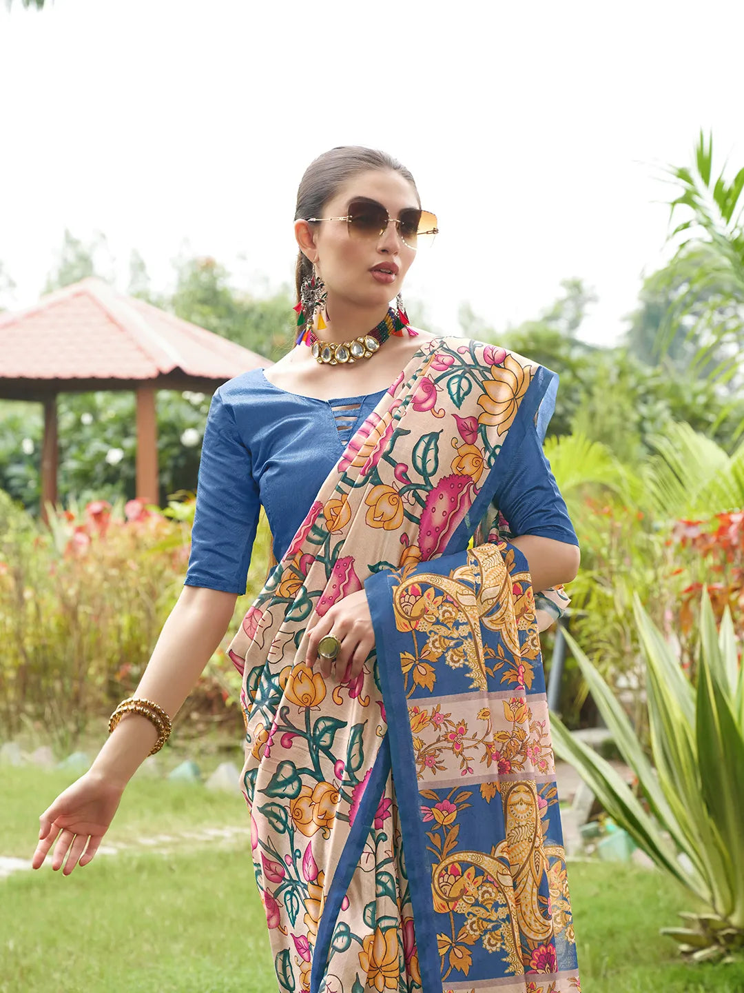 Soft Tussar Silk Kalamkari Printed Saree