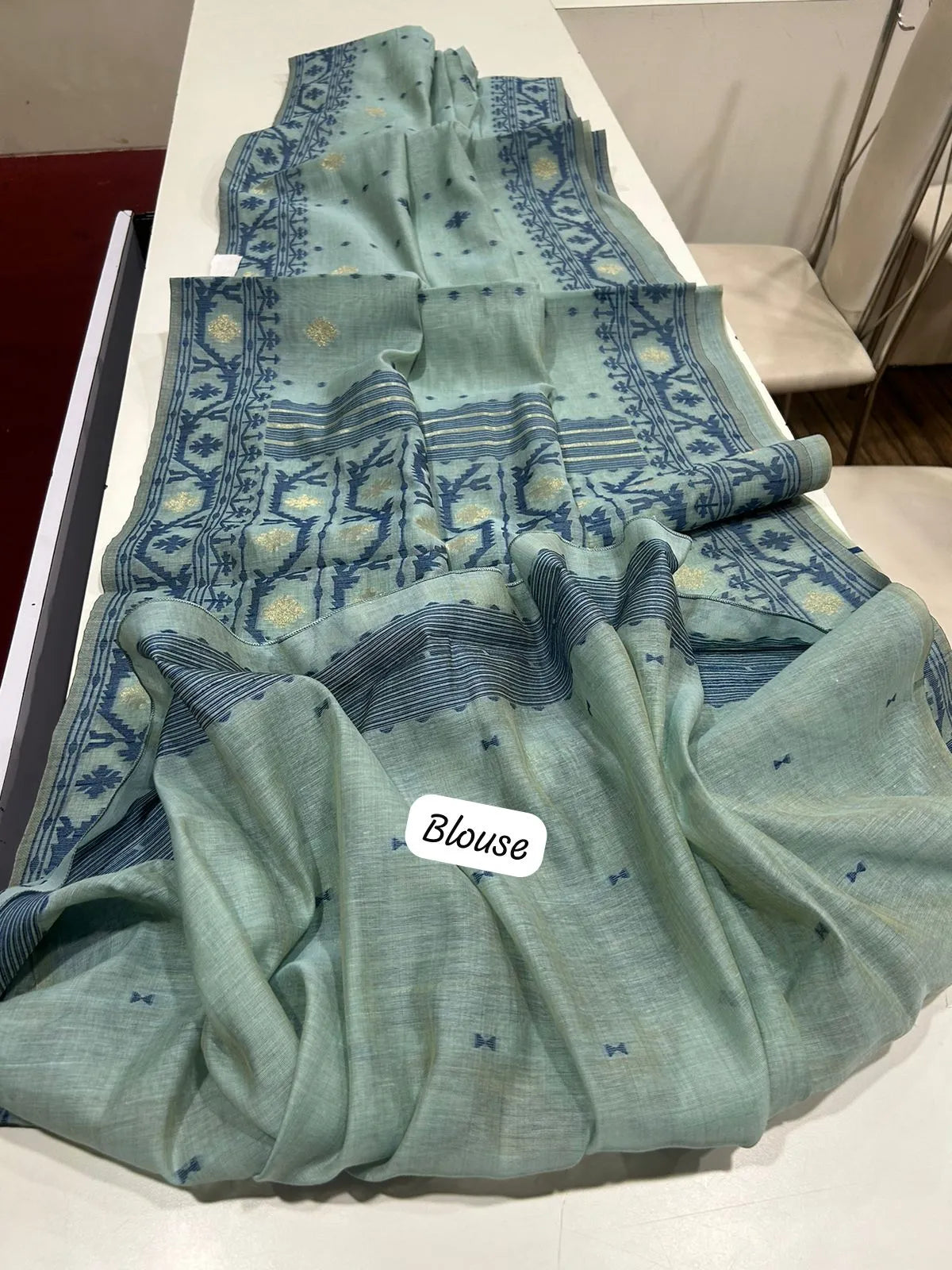 Soft Muga Cotton Jamdani Weave Saree