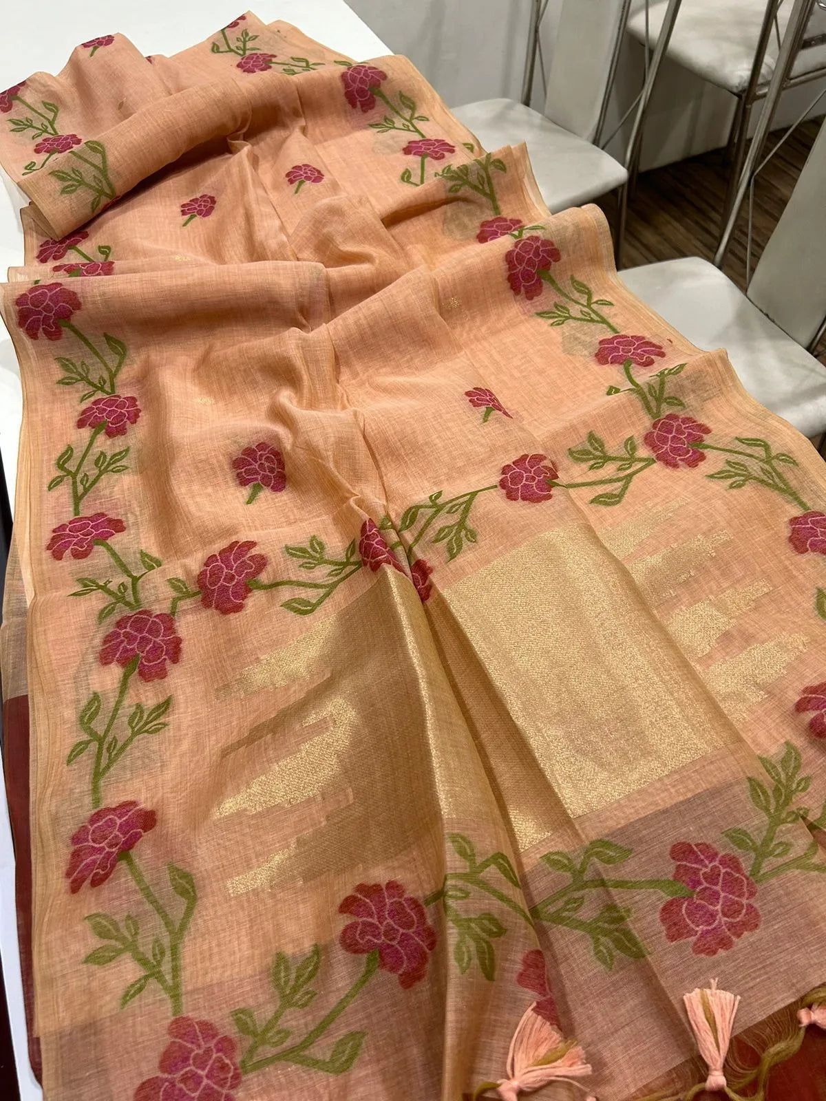 Premium Soft Muga Silk Jamdani Saree