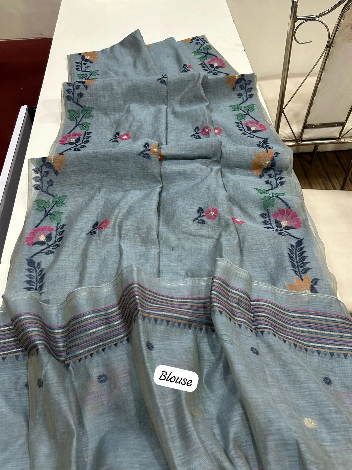 Soft Muga Cotton Jamdani Concept Saree